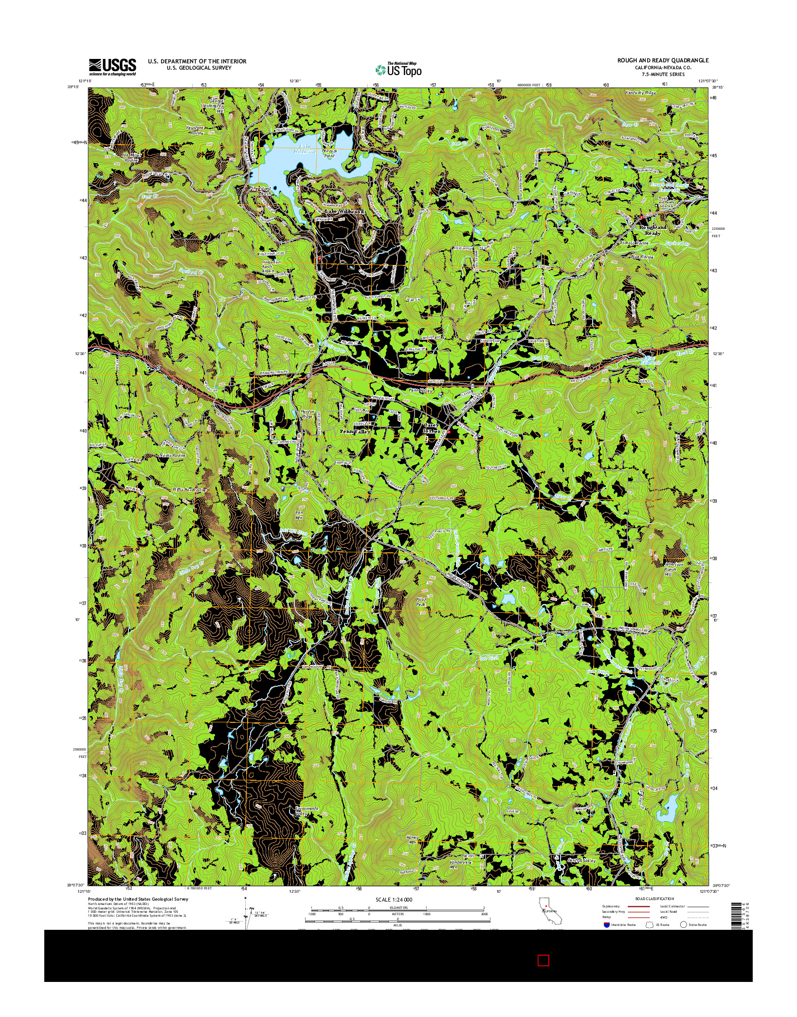 USGS US TOPO 7.5-MINUTE MAP FOR ROUGH AND READY, CA 2015