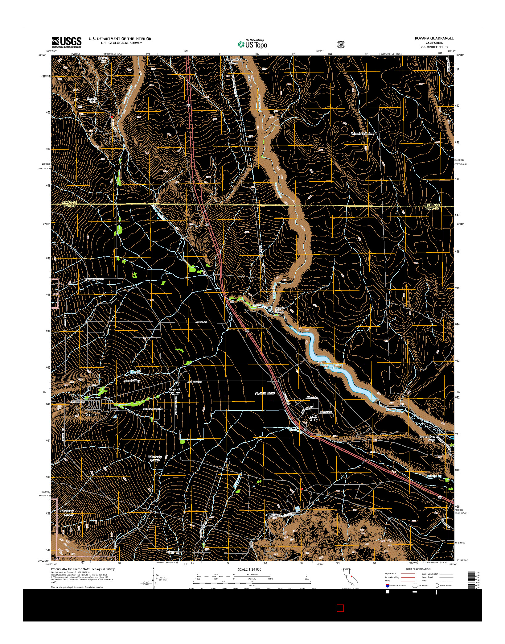 USGS US TOPO 7.5-MINUTE MAP FOR ROVANA, CA 2015