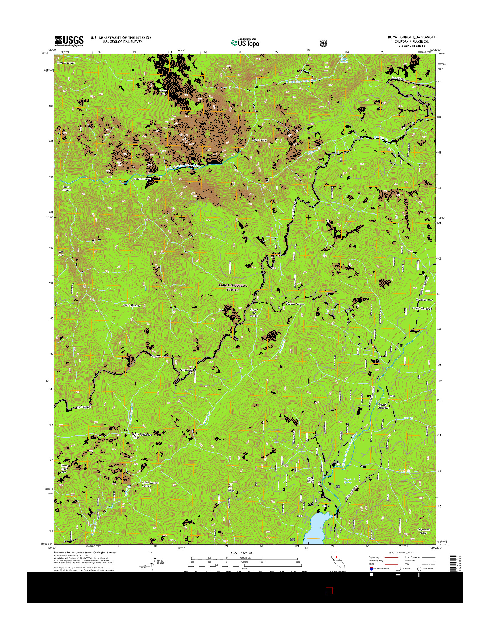 USGS US TOPO 7.5-MINUTE MAP FOR ROYAL GORGE, CA 2015