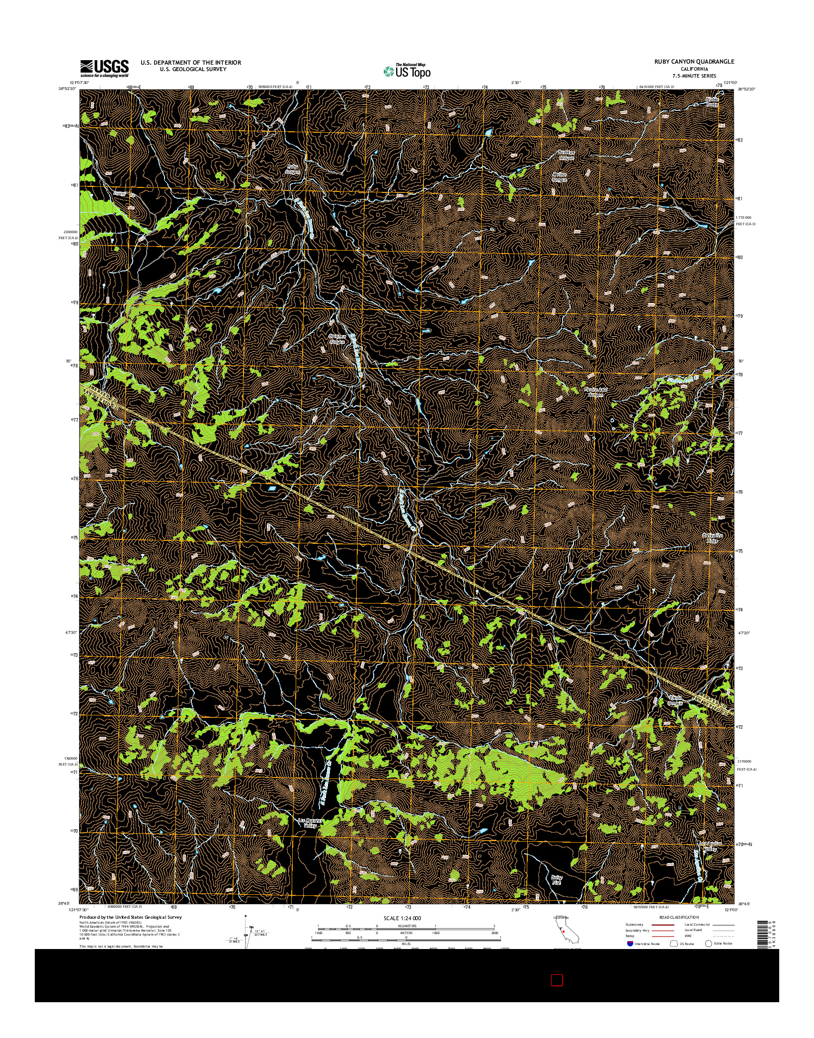 USGS US TOPO 7.5-MINUTE MAP FOR RUBY CANYON, CA 2015