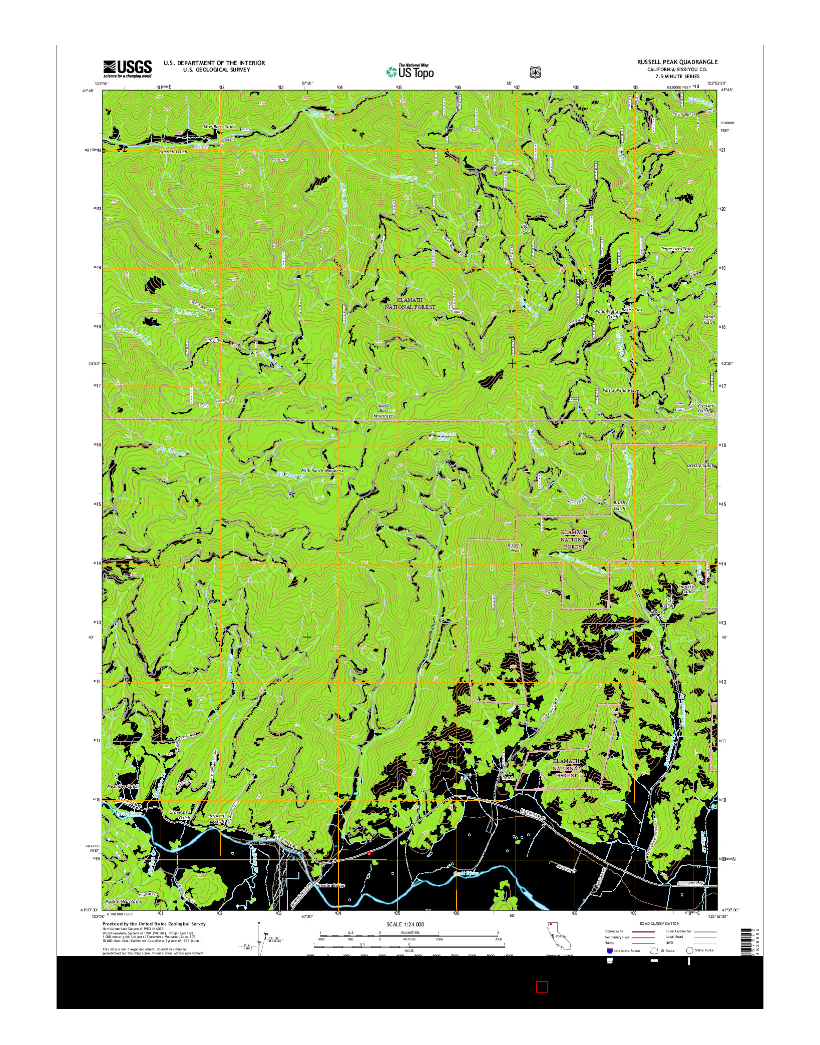 USGS US TOPO 7.5-MINUTE MAP FOR RUSSELL PEAK, CA 2015