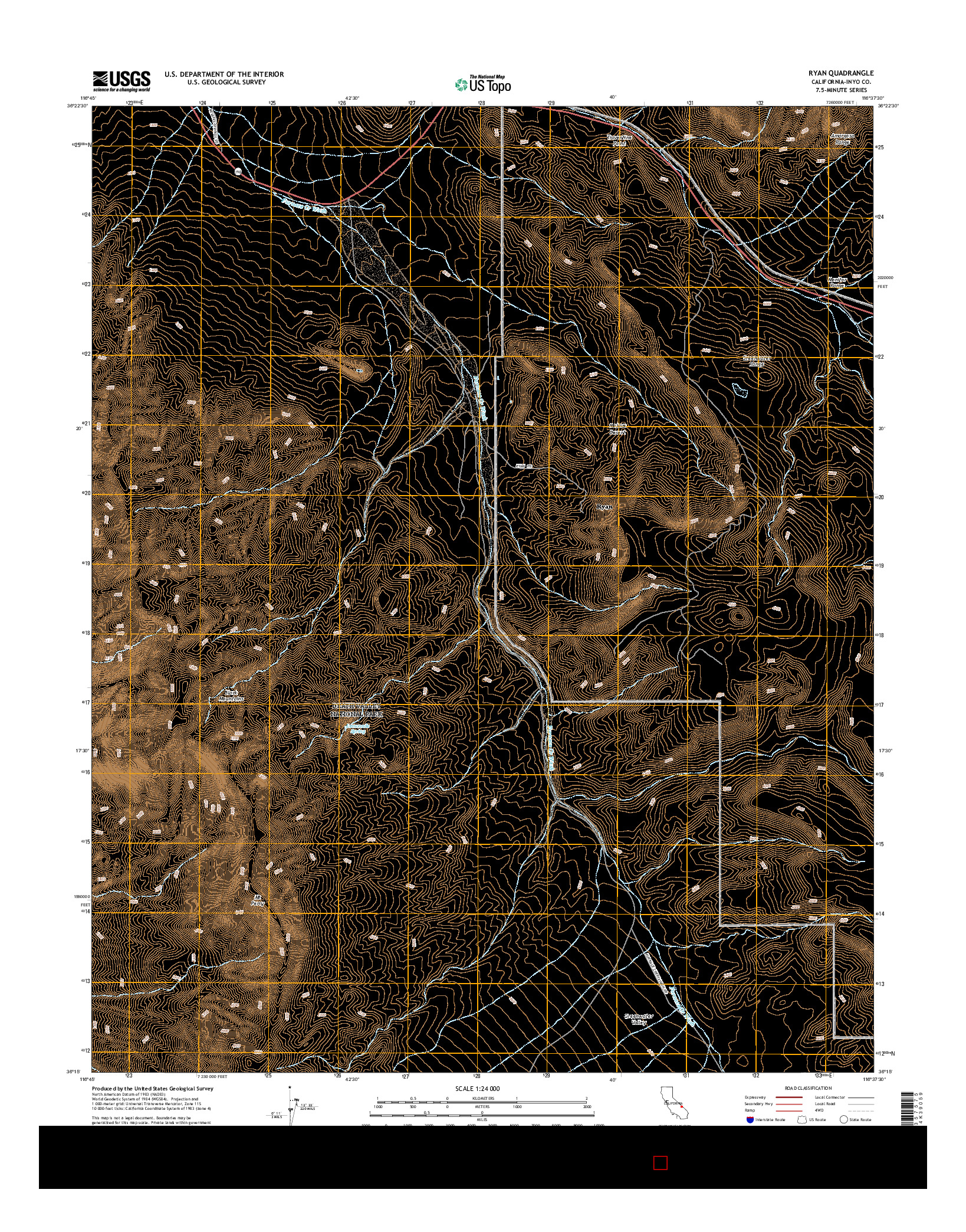 USGS US TOPO 7.5-MINUTE MAP FOR RYAN, CA 2015