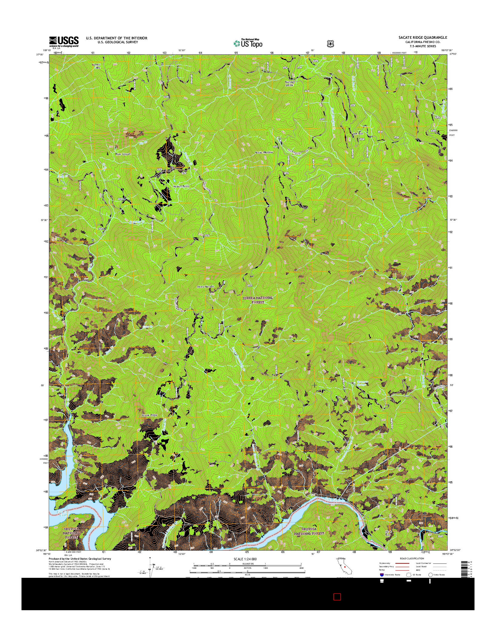 USGS US TOPO 7.5-MINUTE MAP FOR SACATE RIDGE, CA 2015