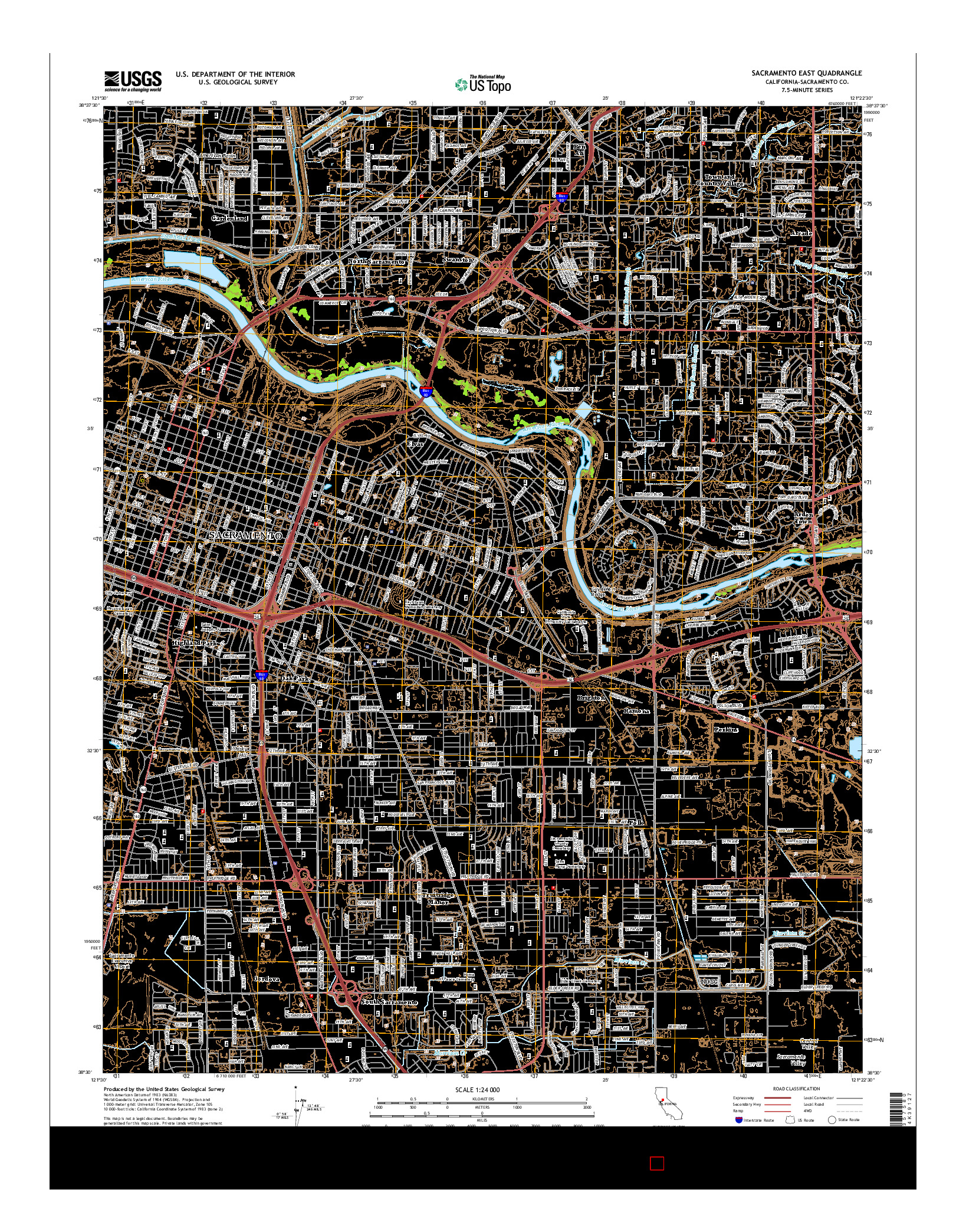 USGS US TOPO 7.5-MINUTE MAP FOR SACRAMENTO EAST, CA 2015