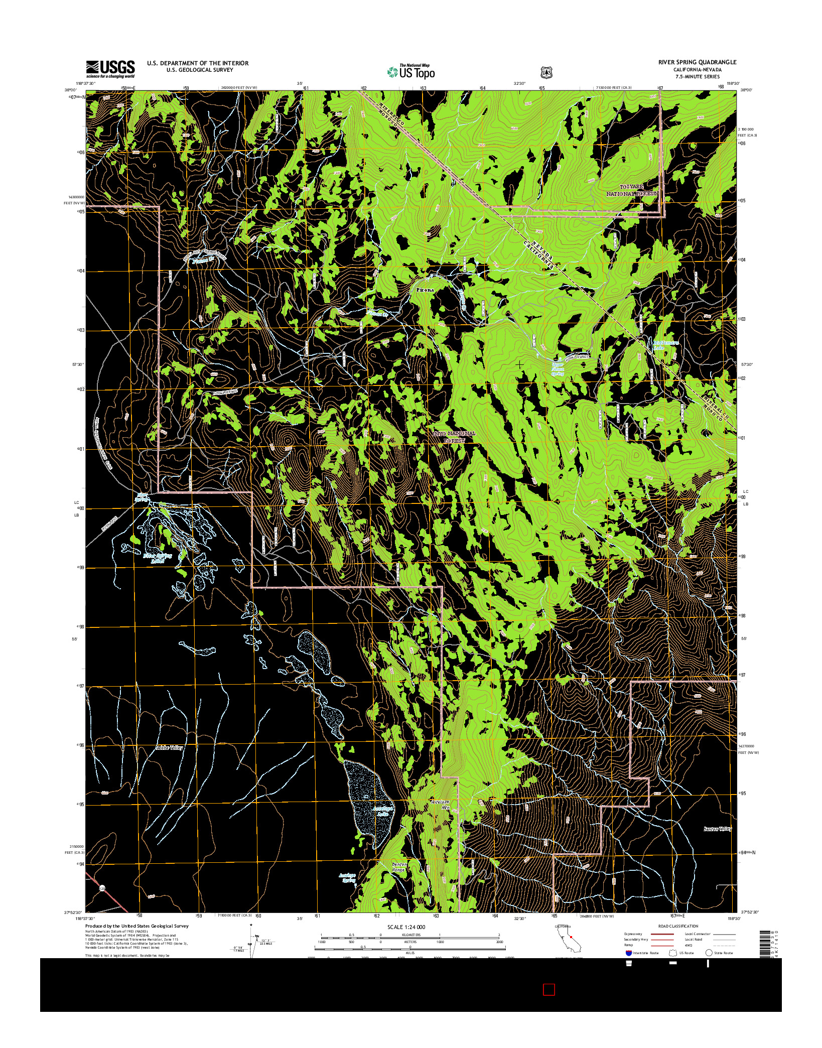 USGS US TOPO 7.5-MINUTE MAP FOR RIVER SPRING, CA-NV 2015