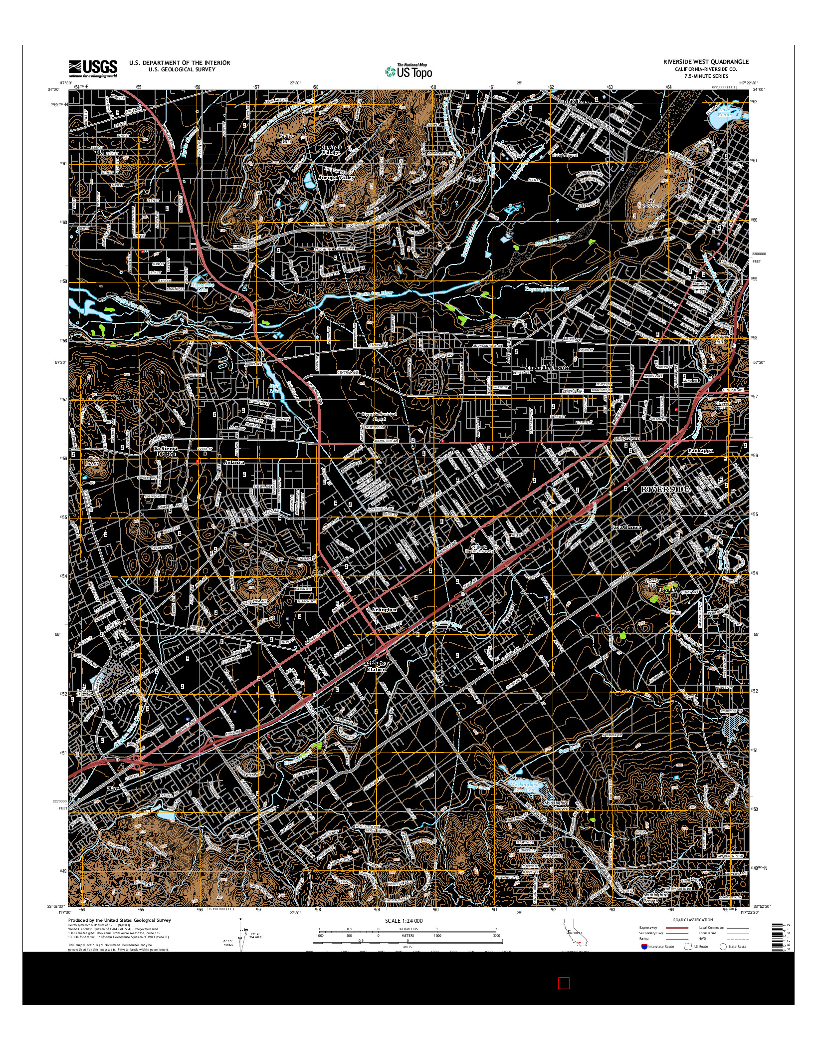 USGS US TOPO 7.5-MINUTE MAP FOR RIVERSIDE WEST, CA 2015