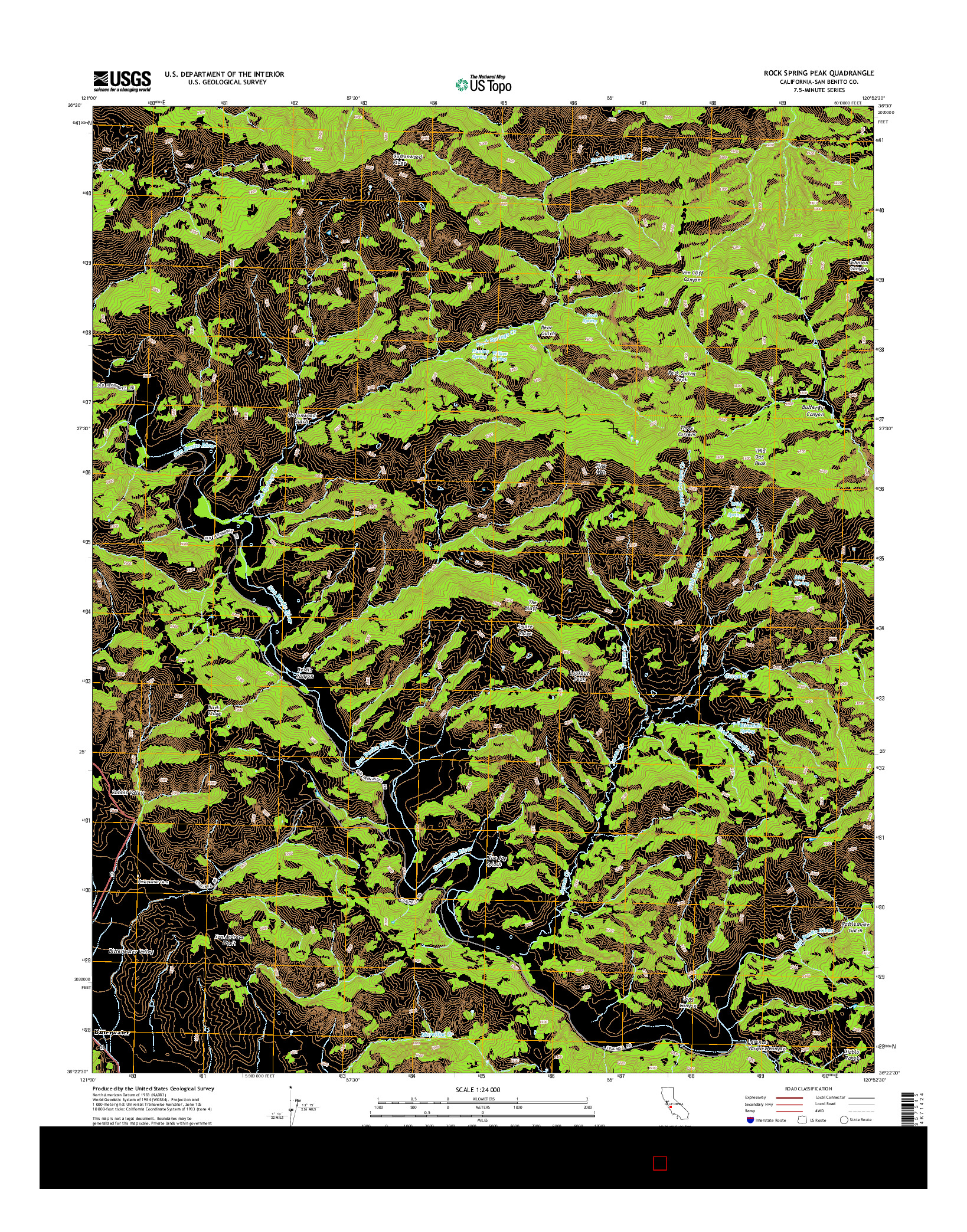 USGS US TOPO 7.5-MINUTE MAP FOR ROCK SPRING PEAK, CA 2015