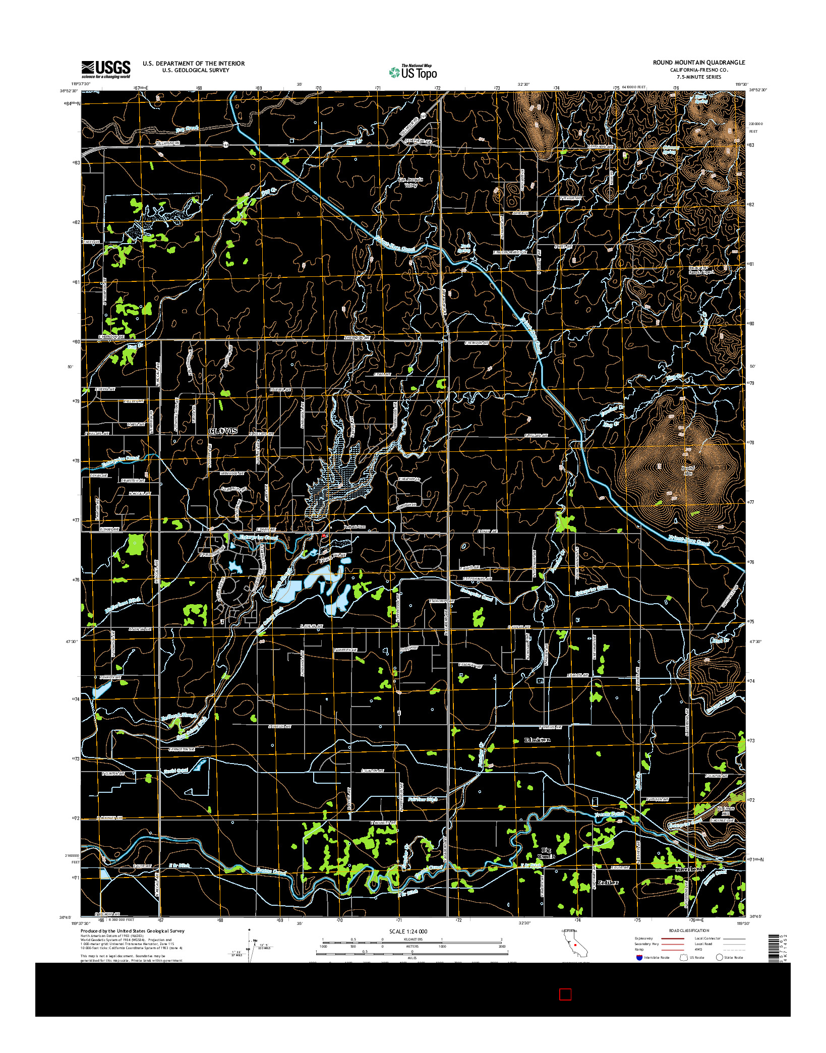 USGS US TOPO 7.5-MINUTE MAP FOR ROUND MOUNTAIN, CA 2015