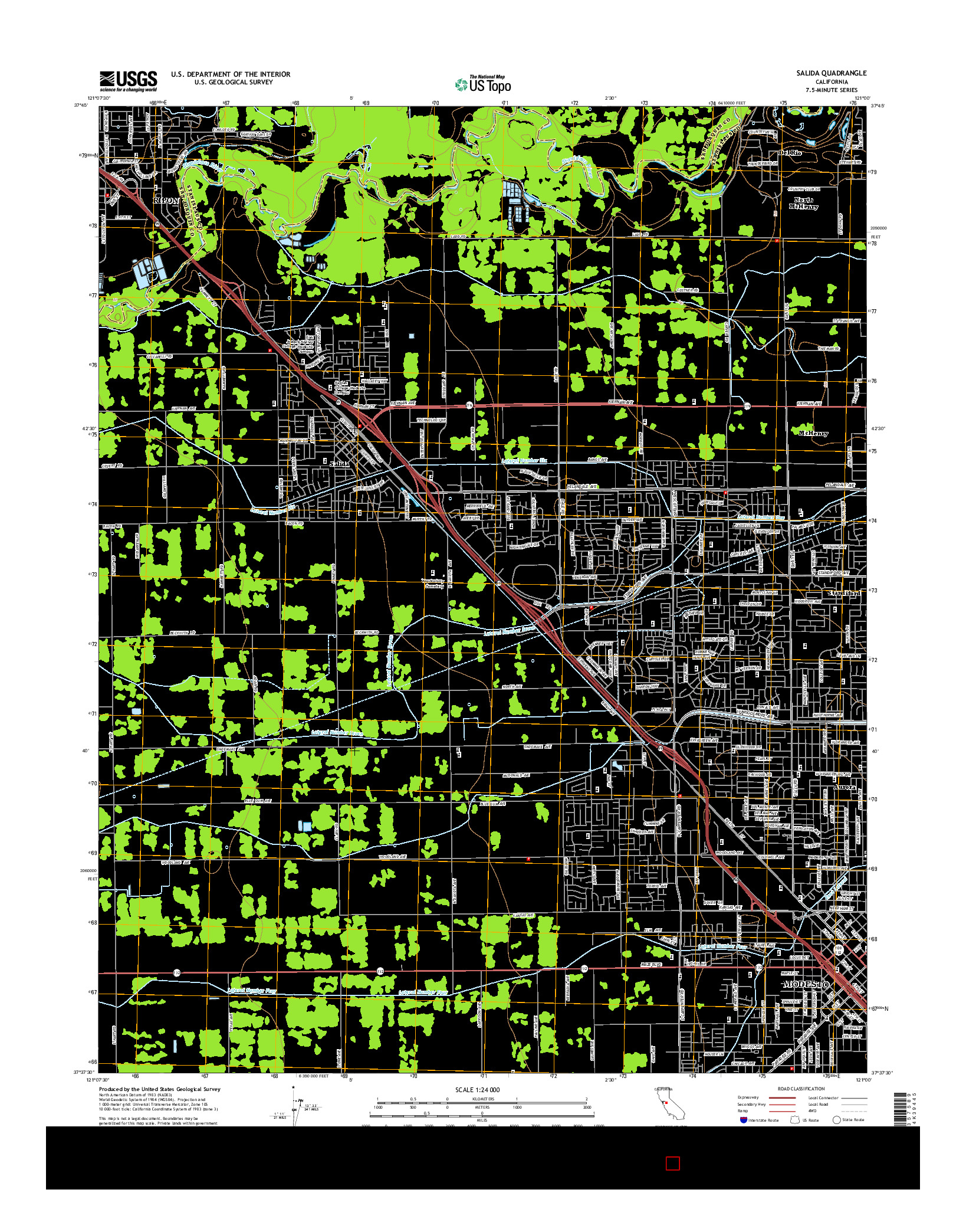 USGS US TOPO 7.5-MINUTE MAP FOR SALIDA, CA 2015