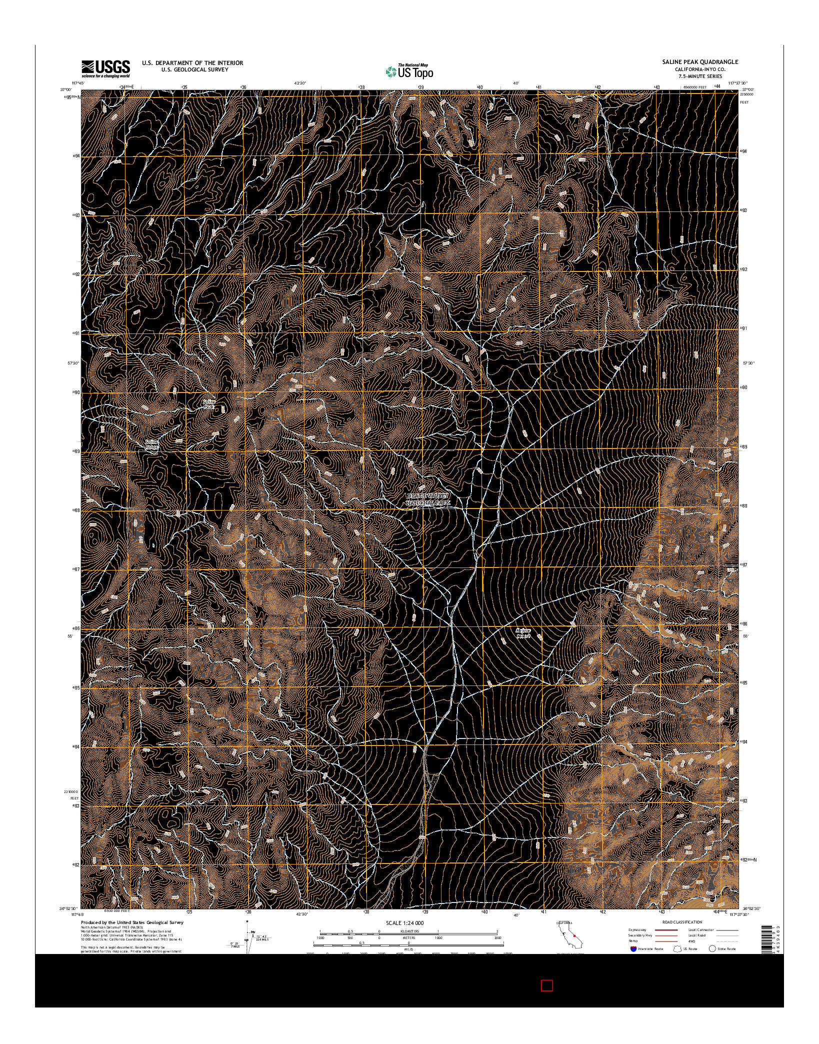 USGS US TOPO 7.5-MINUTE MAP FOR SALINE PEAK, CA 2015