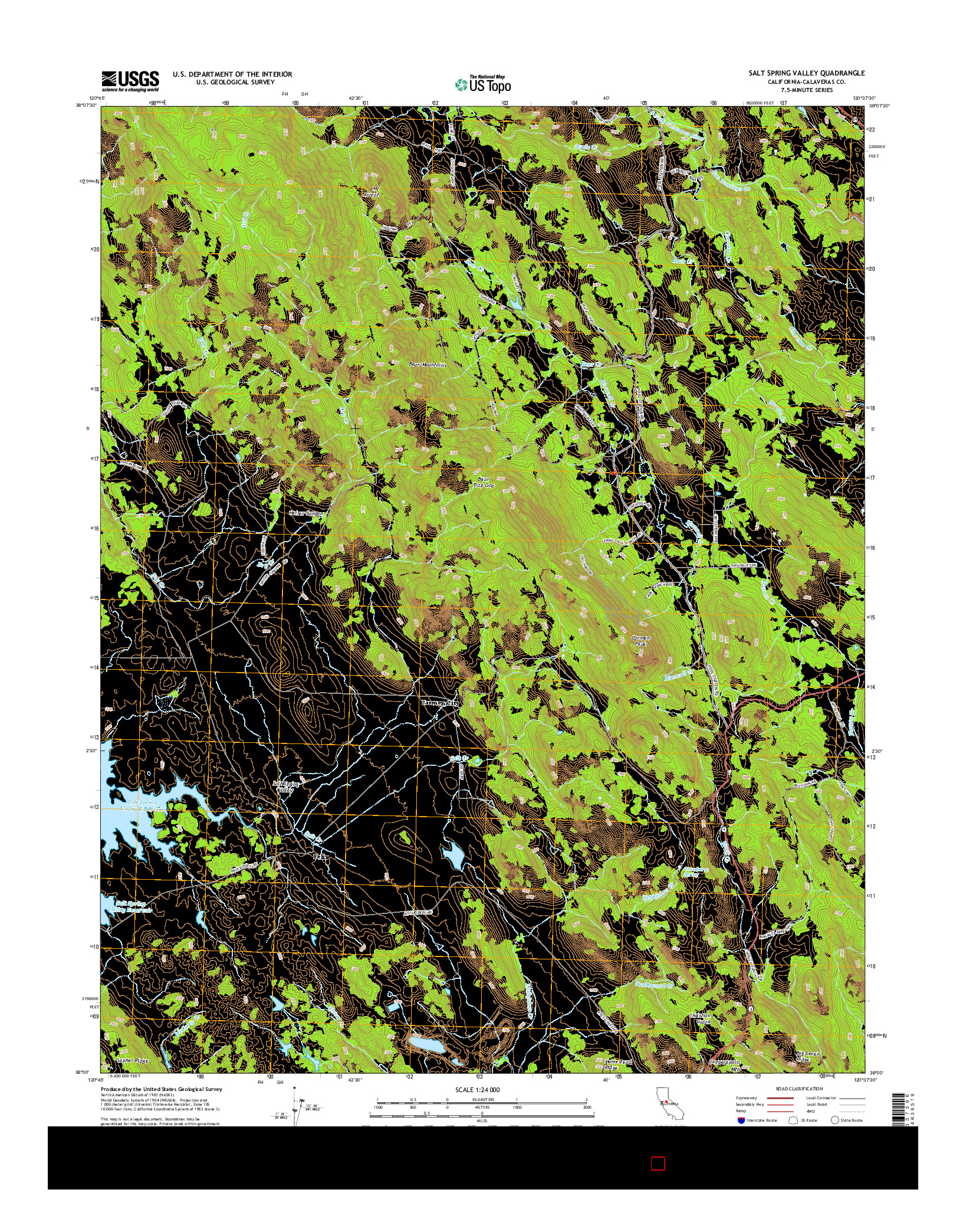 USGS US TOPO 7.5-MINUTE MAP FOR SALT SPRING VALLEY, CA 2015
