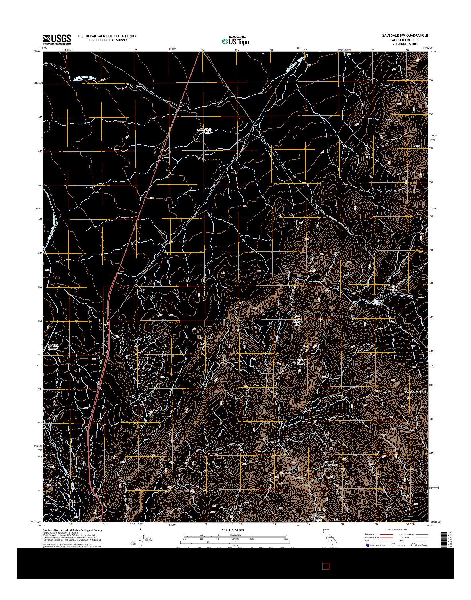 USGS US TOPO 7.5-MINUTE MAP FOR SALTDALE NW, CA 2015