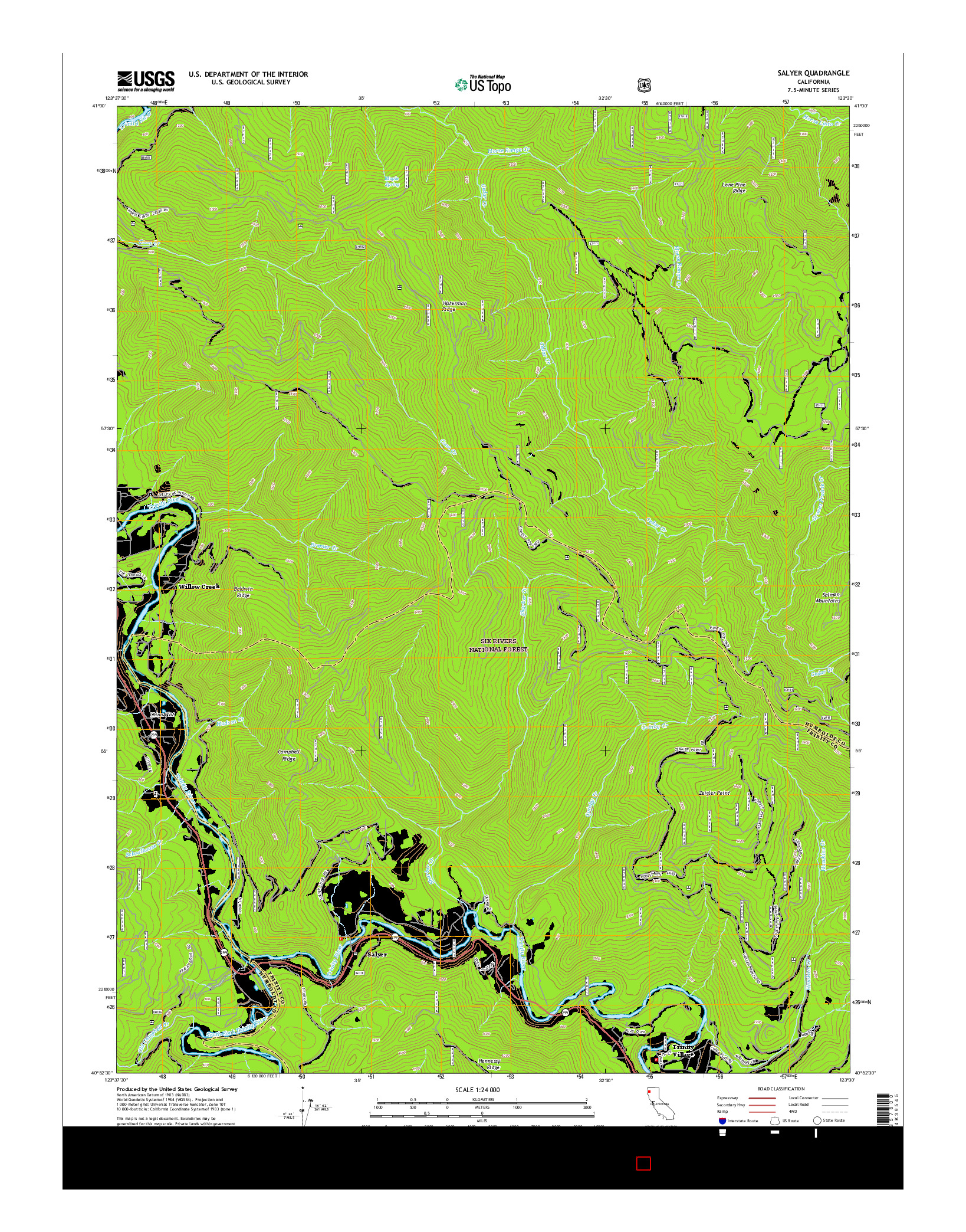 USGS US TOPO 7.5-MINUTE MAP FOR SALYER, CA 2015