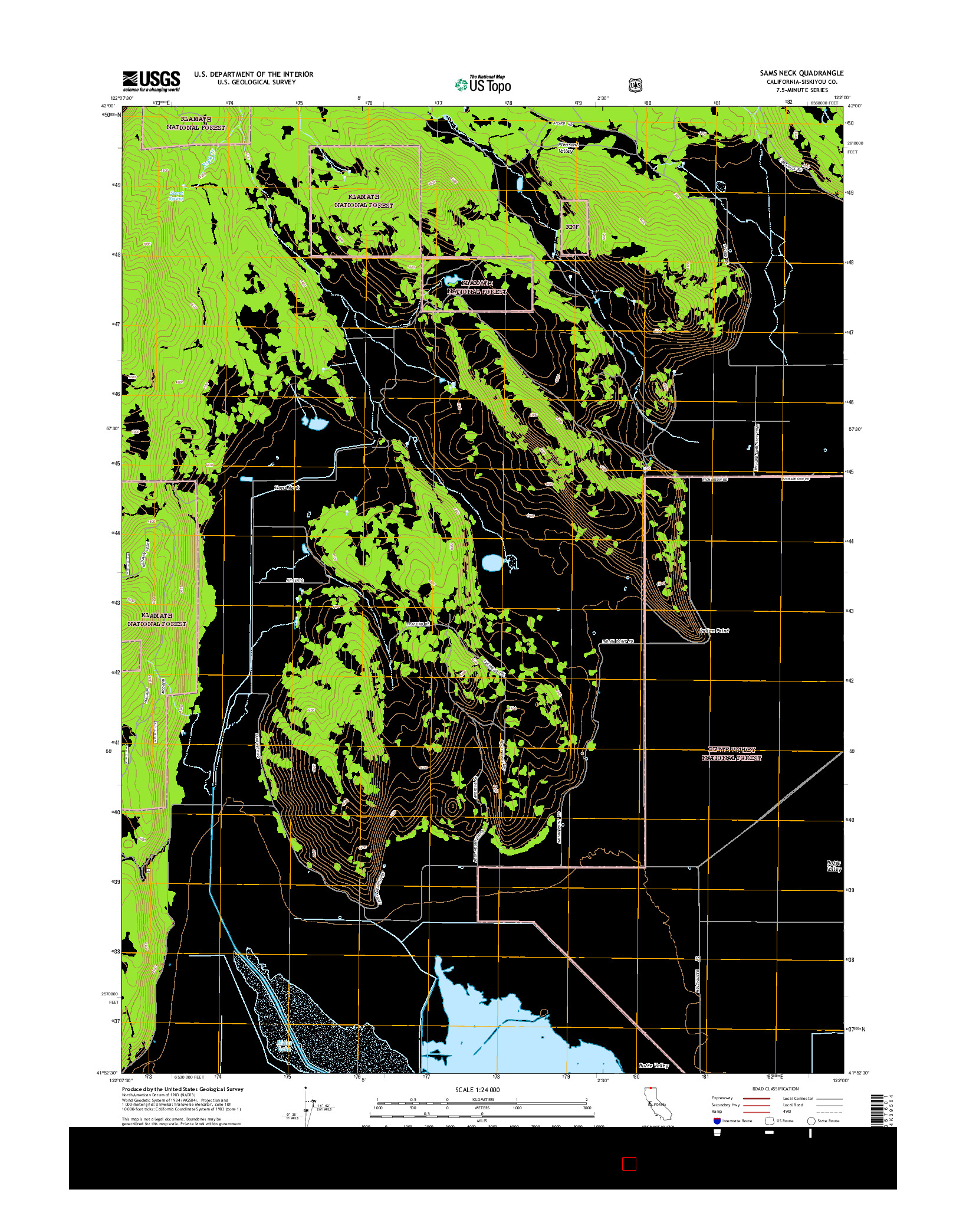 USGS US TOPO 7.5-MINUTE MAP FOR SAMS NECK, CA 2015