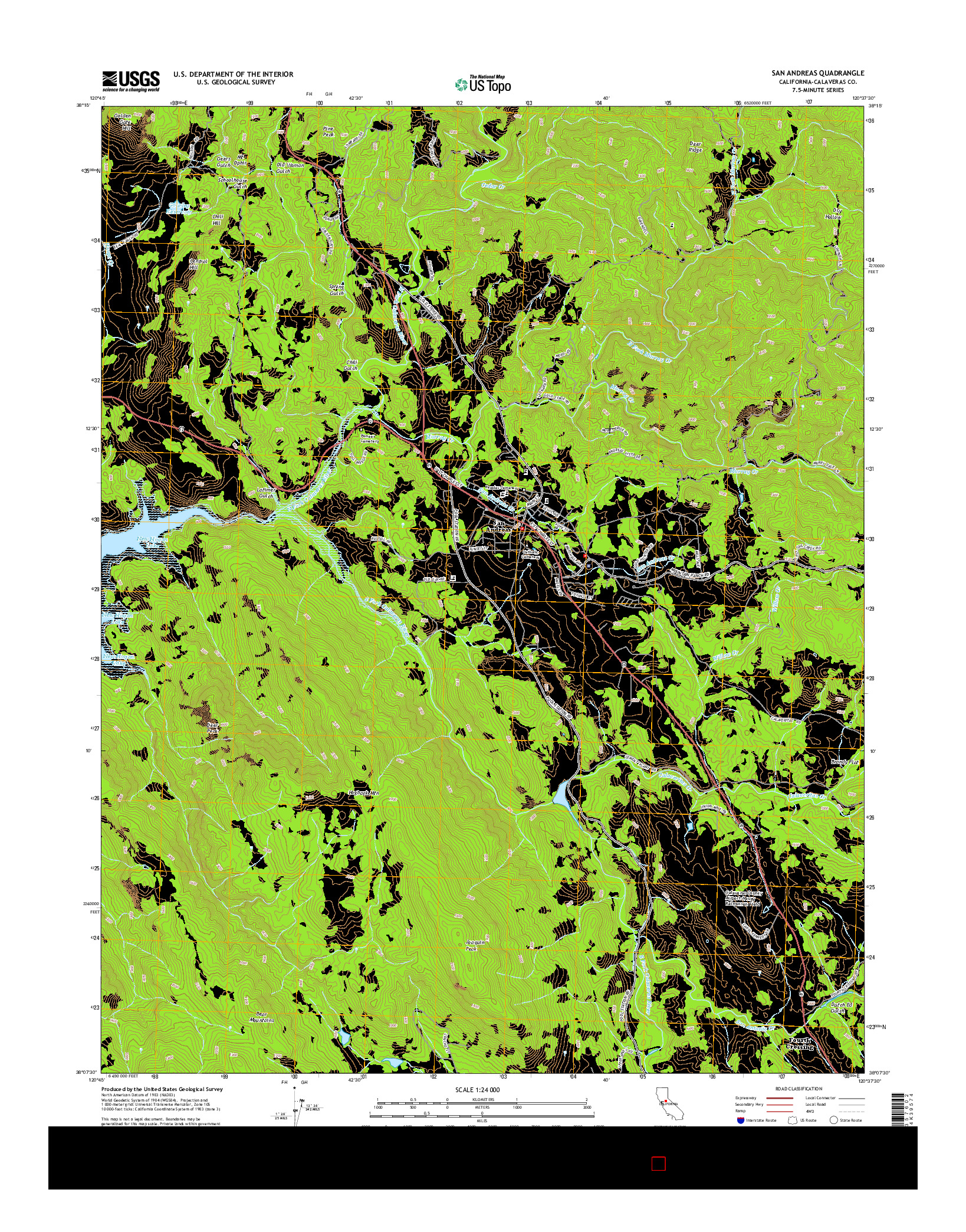 USGS US TOPO 7.5-MINUTE MAP FOR SAN ANDREAS, CA 2015