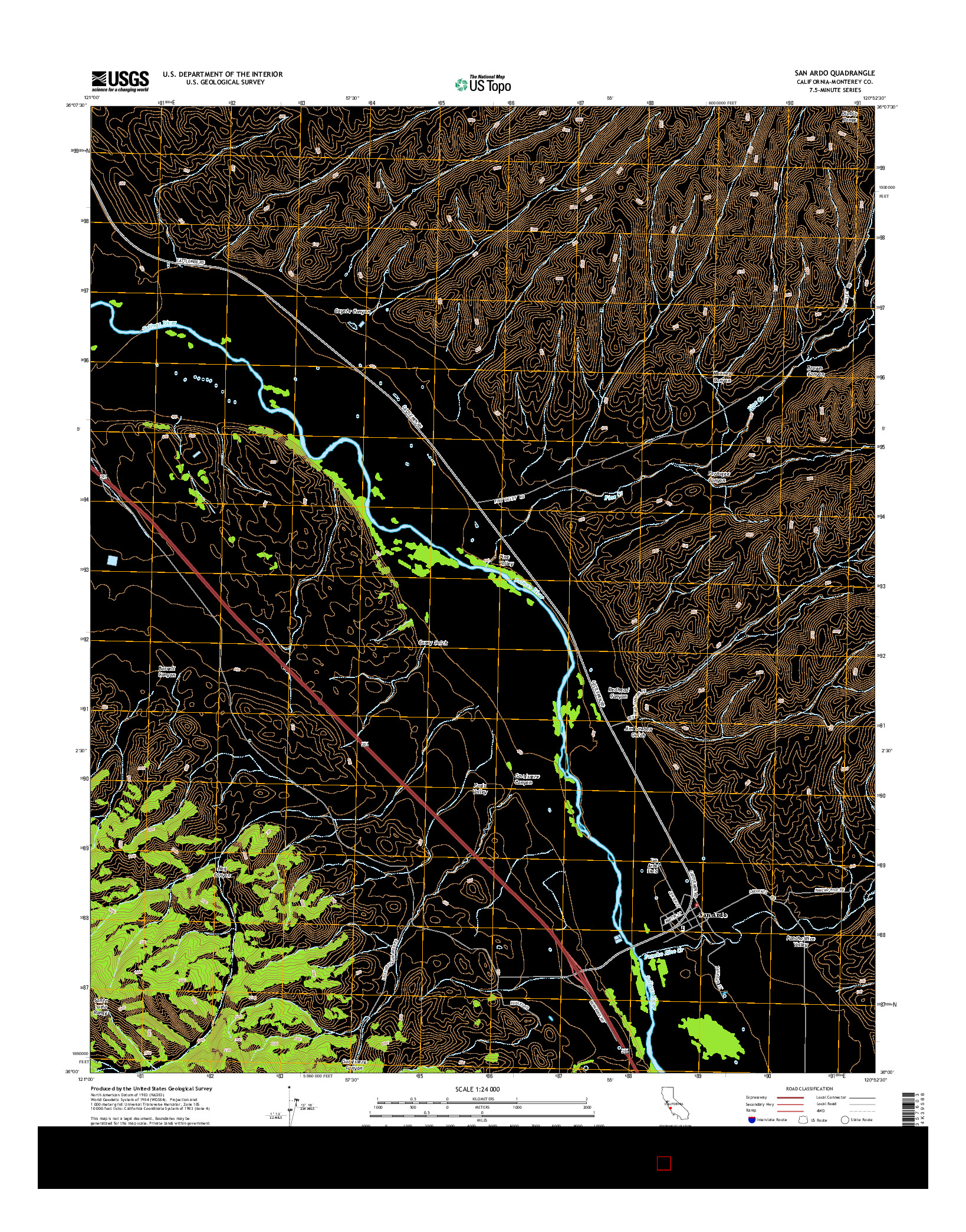 USGS US TOPO 7.5-MINUTE MAP FOR SAN ARDO, CA 2015