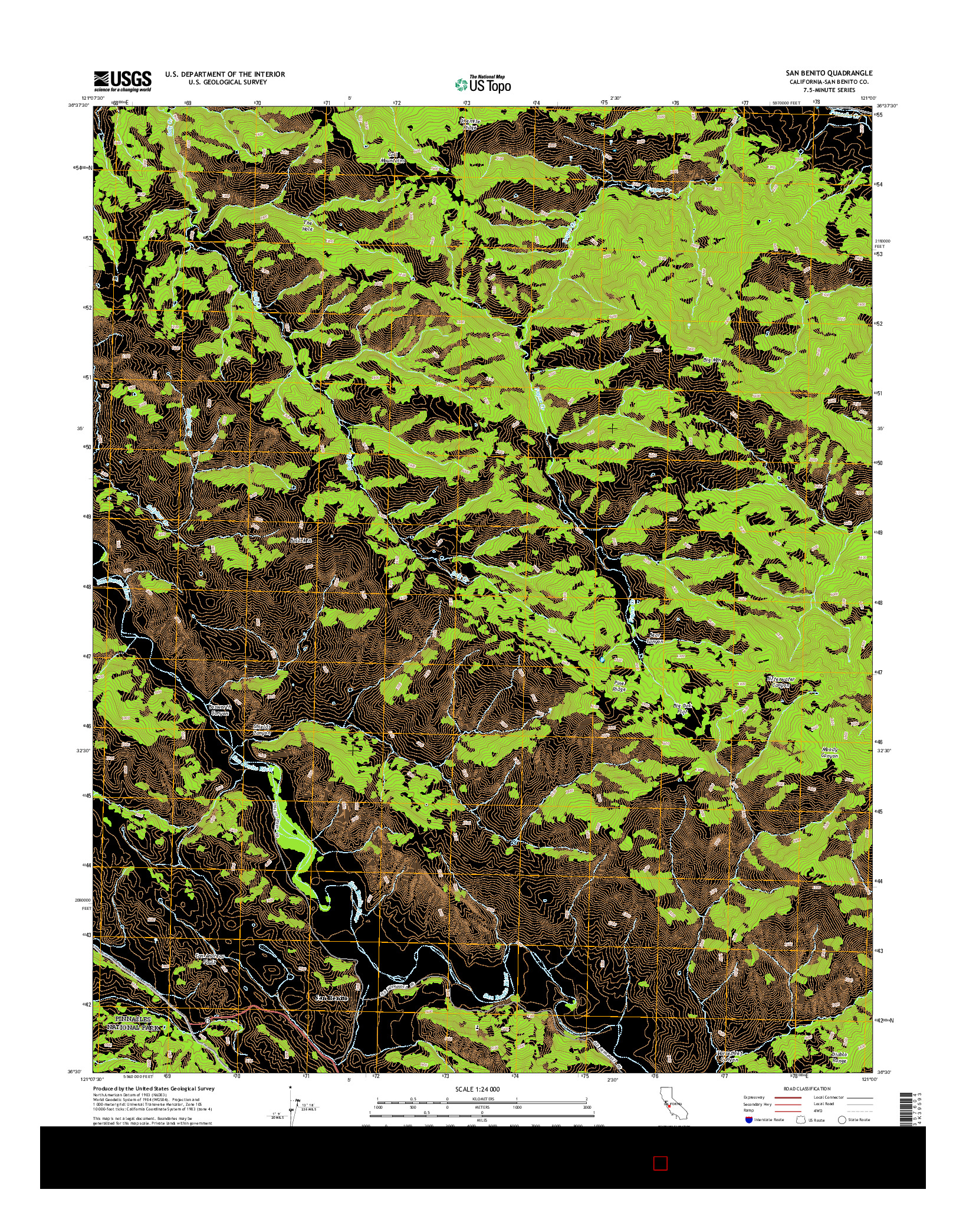 USGS US TOPO 7.5-MINUTE MAP FOR SAN BENITO, CA 2015