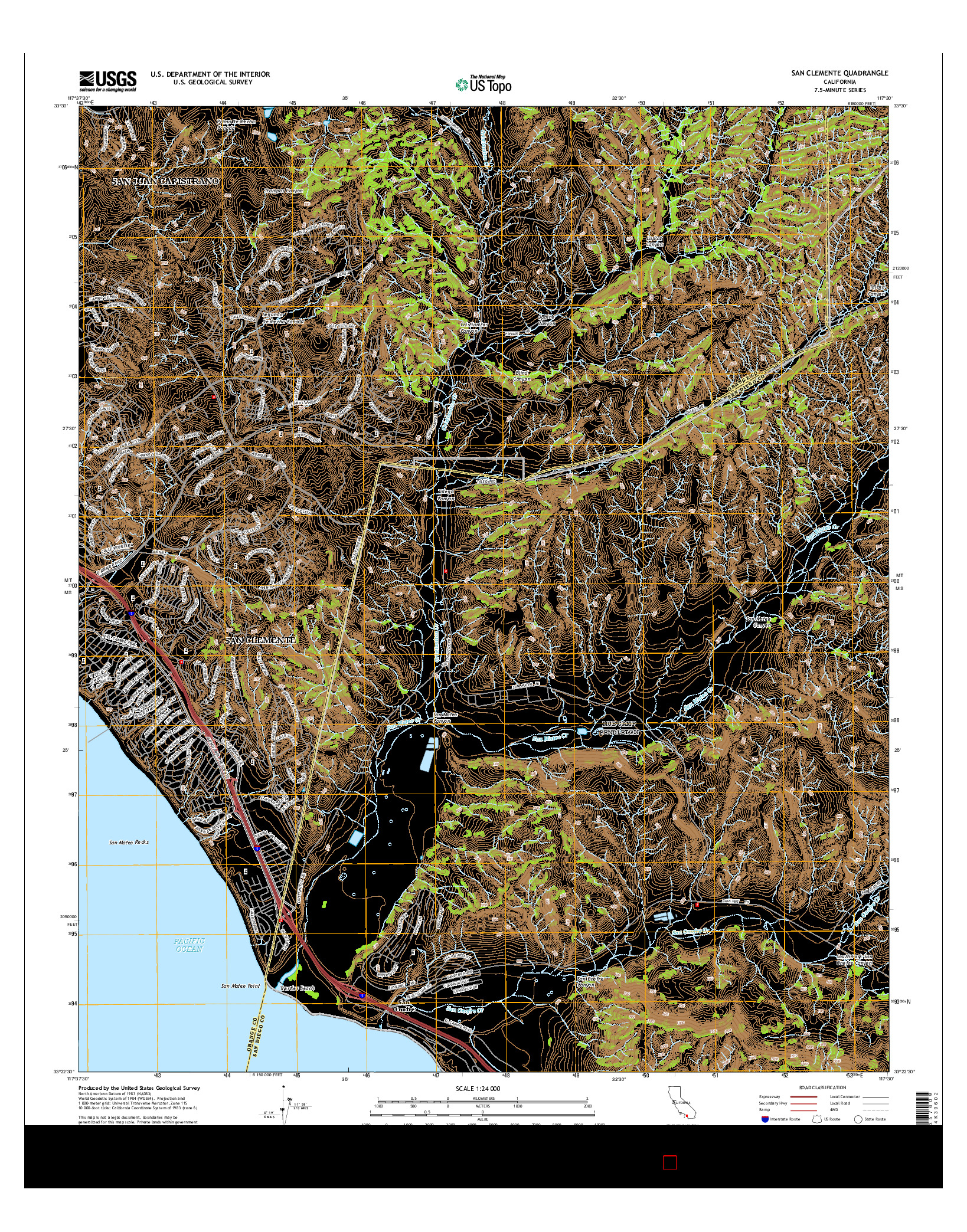 USGS US TOPO 7.5-MINUTE MAP FOR SAN CLEMENTE, CA 2015