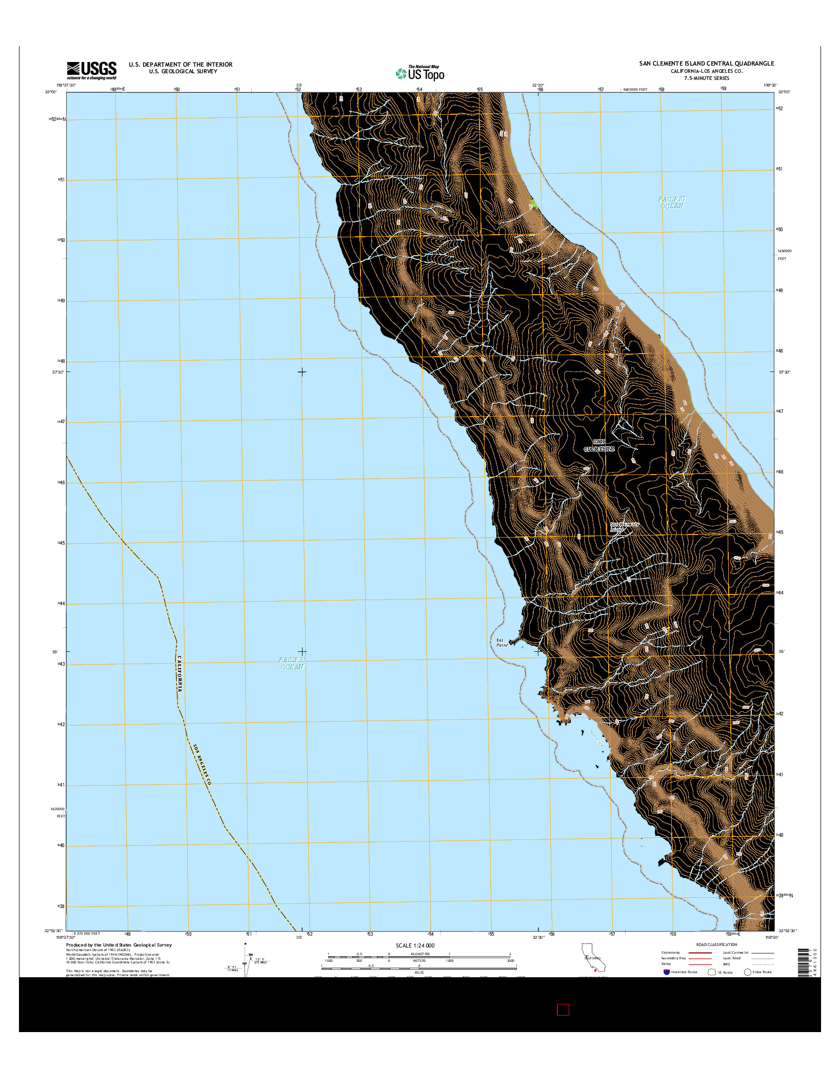 USGS US TOPO 7.5-MINUTE MAP FOR SAN CLEMENTE ISLAND CENTRAL, CA 2015