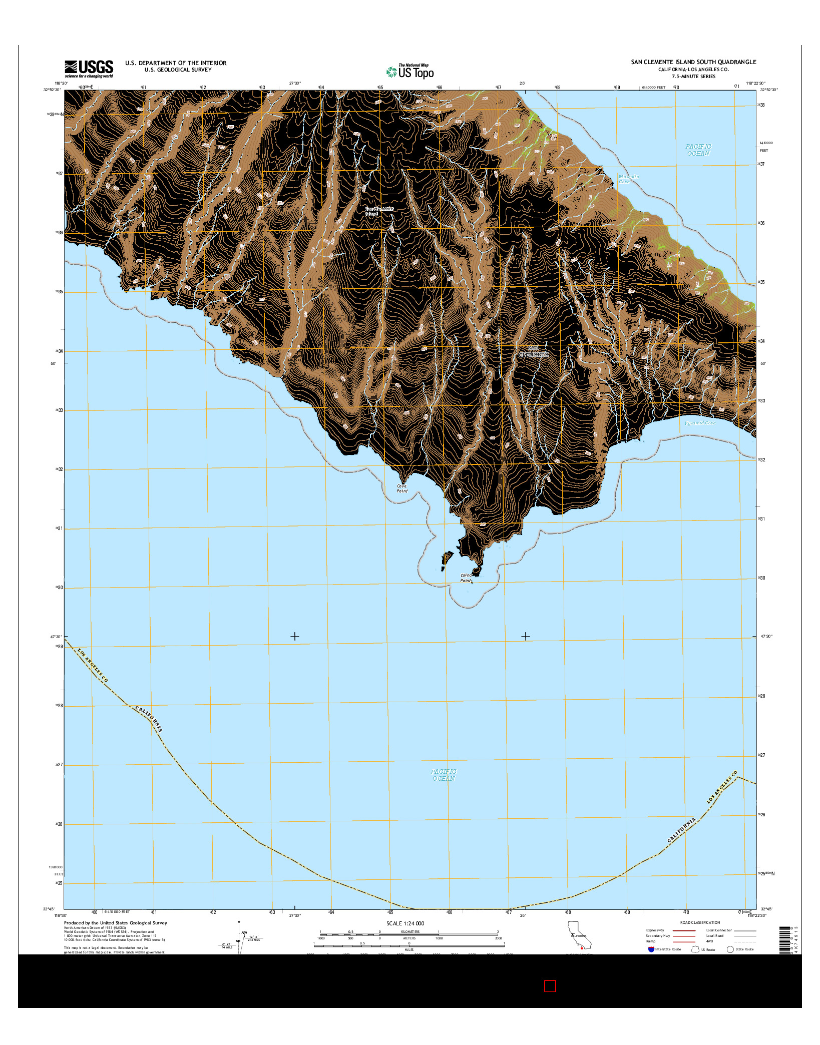 USGS US TOPO 7.5-MINUTE MAP FOR SAN CLEMENTE ISLAND SOUTH, CA 2015