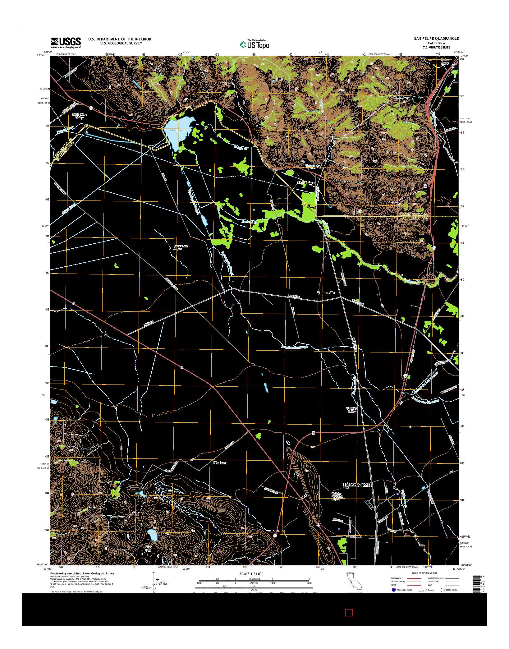 USGS US TOPO 7.5-MINUTE MAP FOR SAN FELIPE, CA 2015