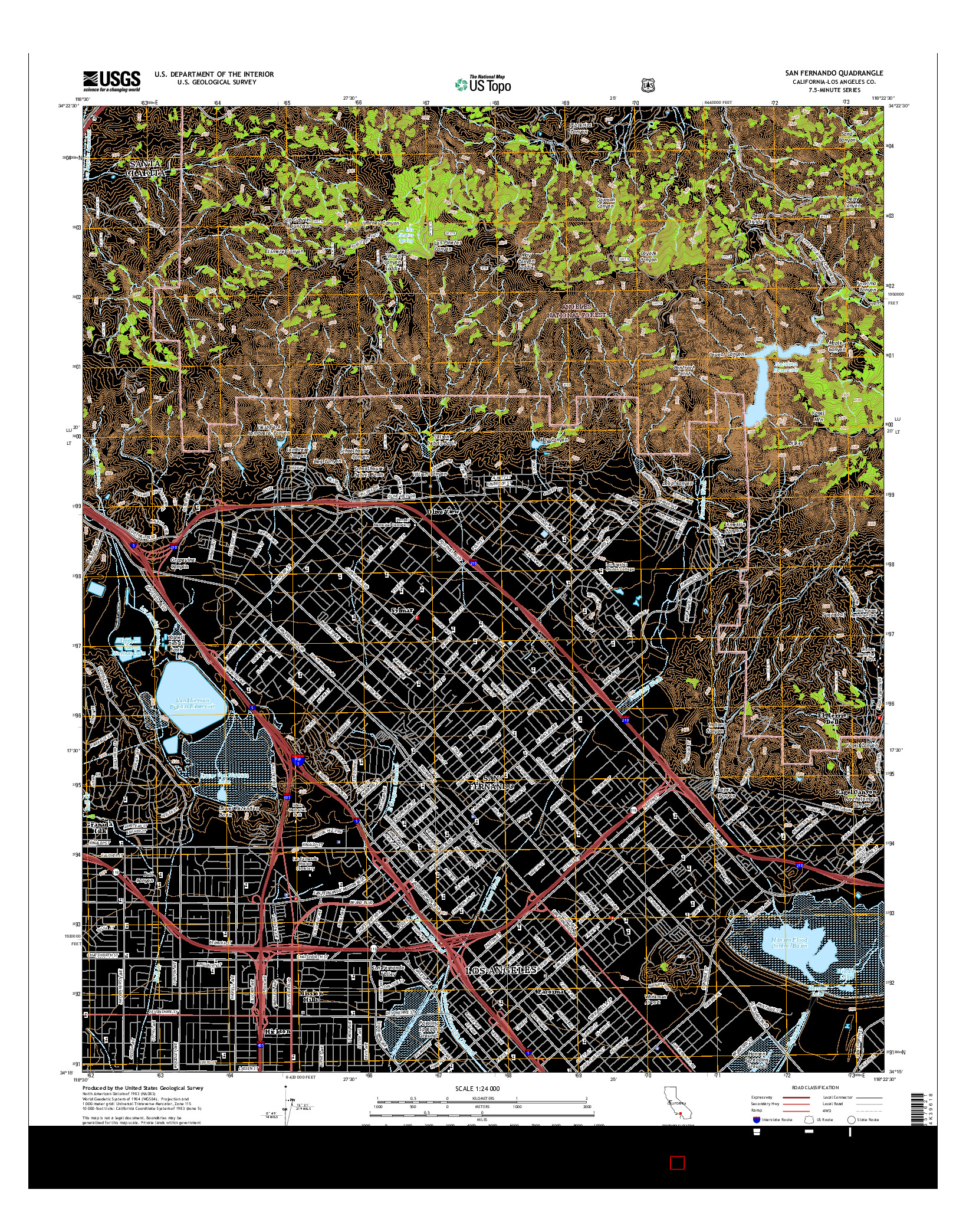USGS US TOPO 7.5-MINUTE MAP FOR SAN FERNANDO, CA 2015