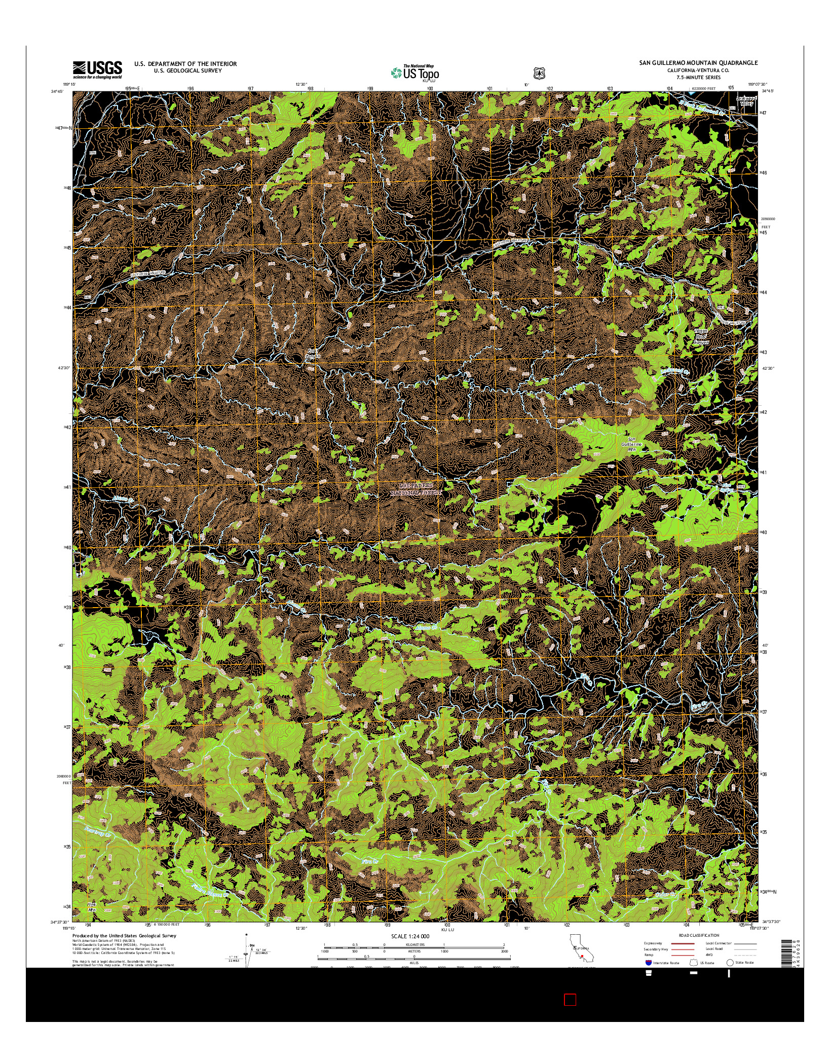 USGS US TOPO 7.5-MINUTE MAP FOR SAN GUILLERMO MOUNTAIN, CA 2015