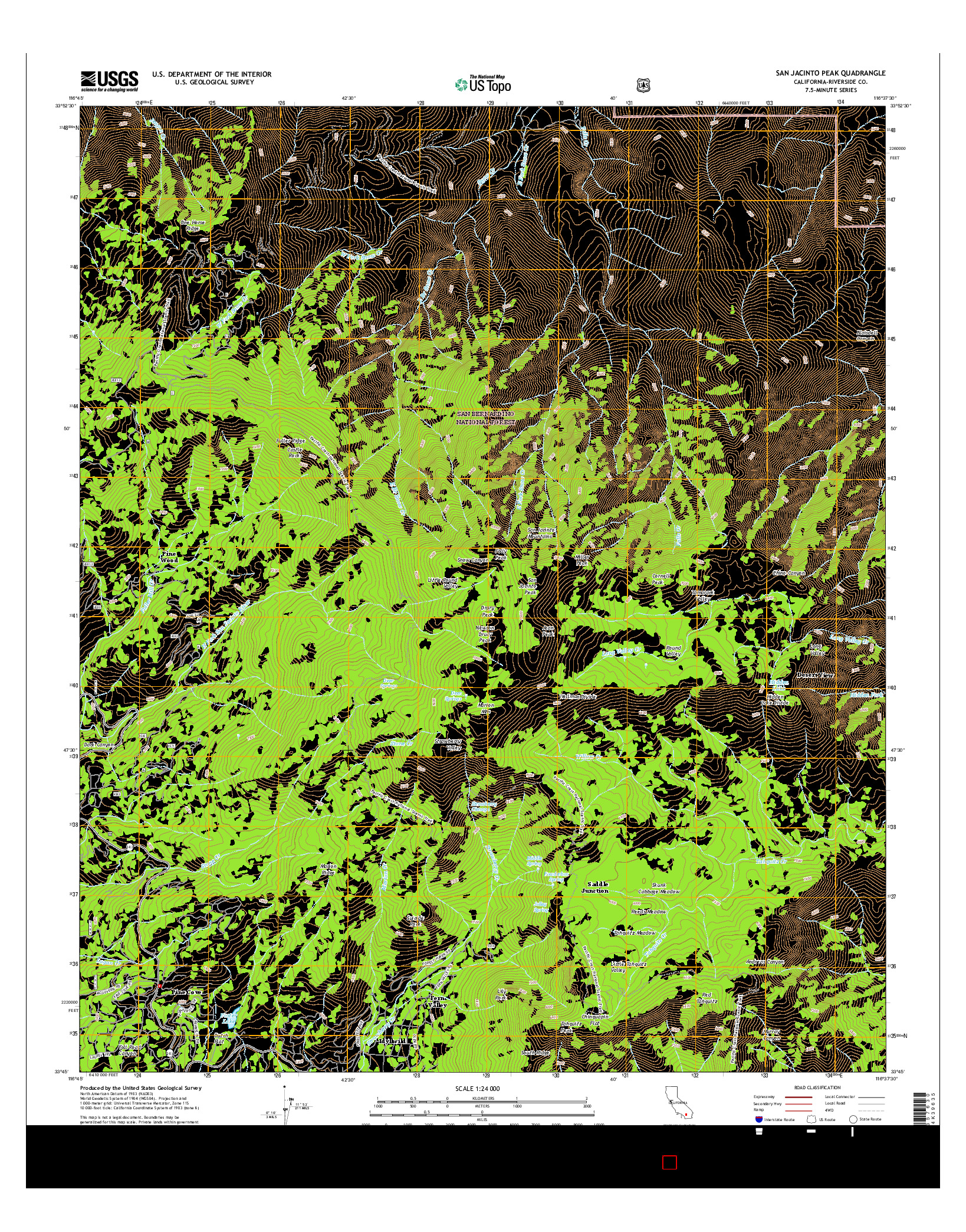 USGS US TOPO 7.5-MINUTE MAP FOR SAN JACINTO PEAK, CA 2015