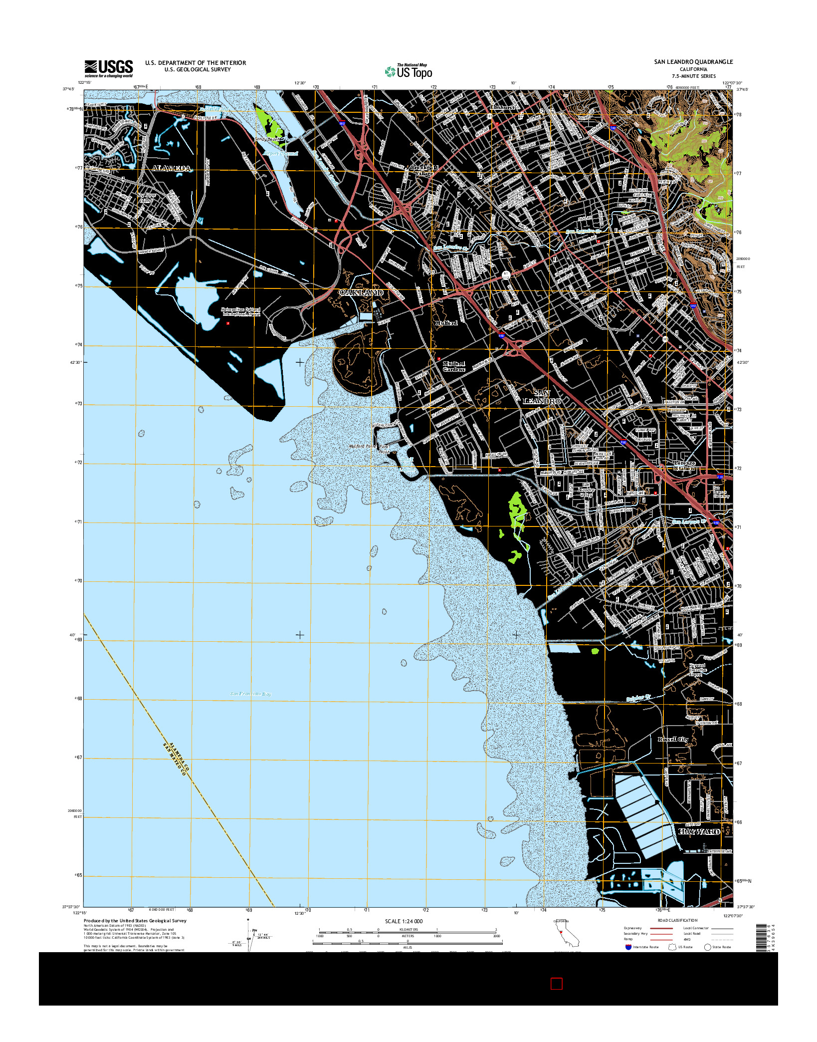 USGS US TOPO 7.5-MINUTE MAP FOR SAN LEANDRO, CA 2015