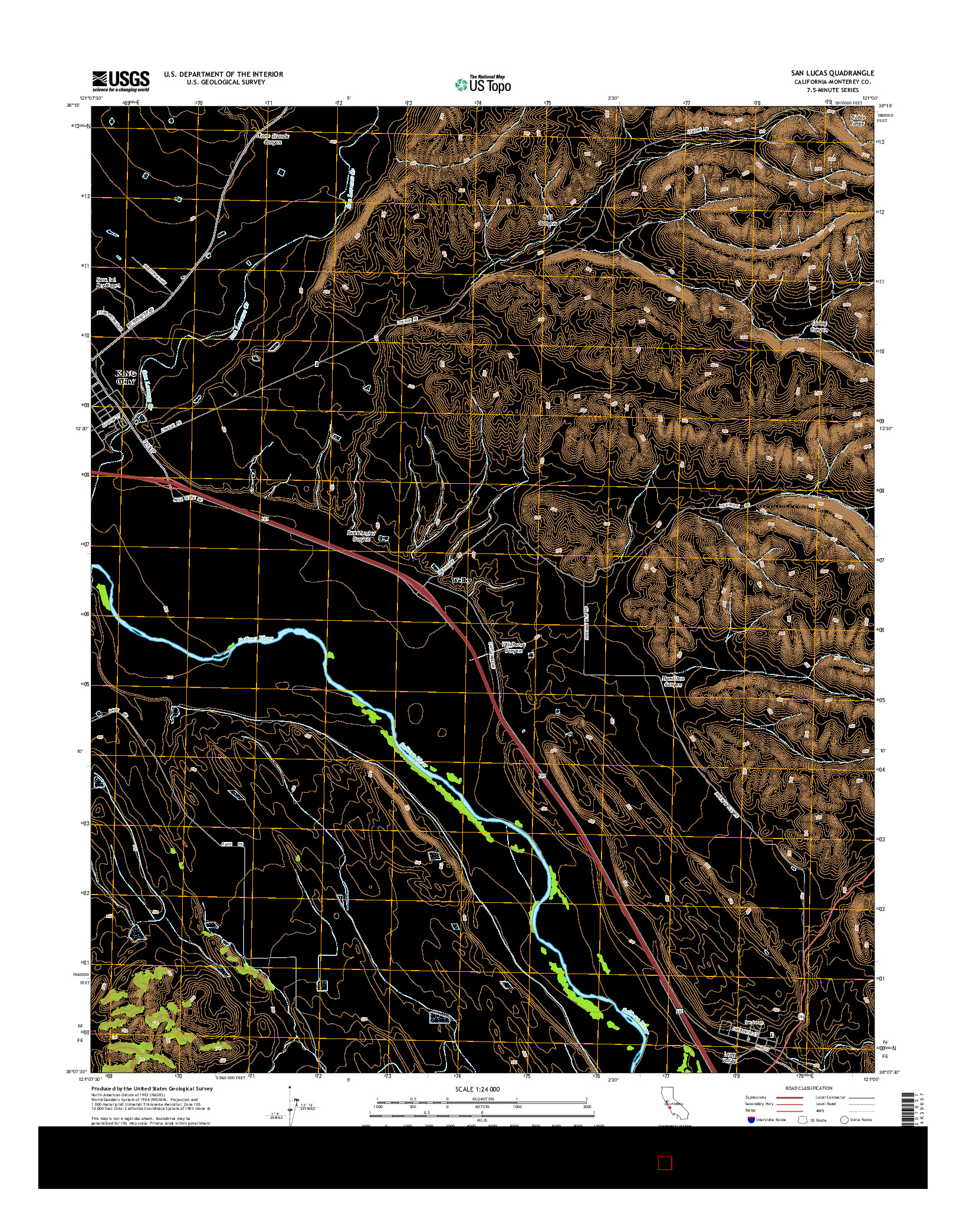 USGS US TOPO 7.5-MINUTE MAP FOR SAN LUCAS, CA 2015