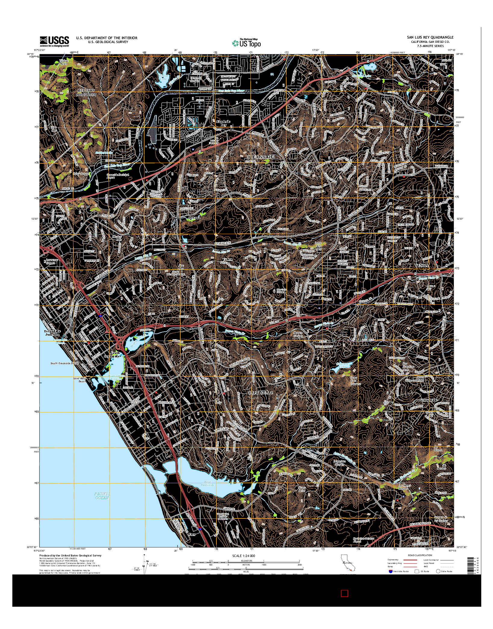 USGS US TOPO 7.5-MINUTE MAP FOR SAN LUIS REY, CA 2015
