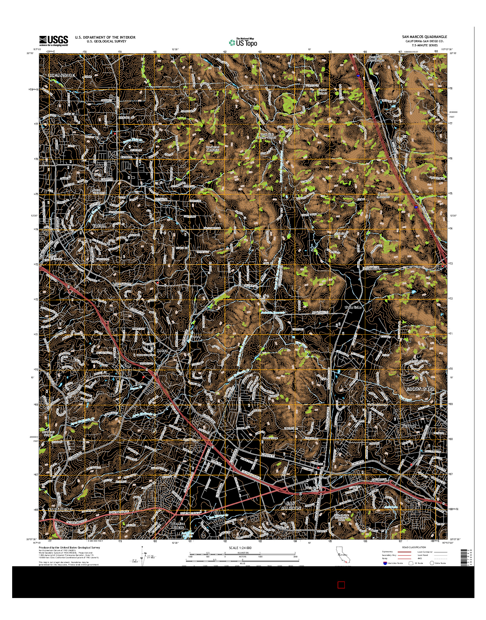 USGS US TOPO 7.5-MINUTE MAP FOR SAN MARCOS, CA 2015