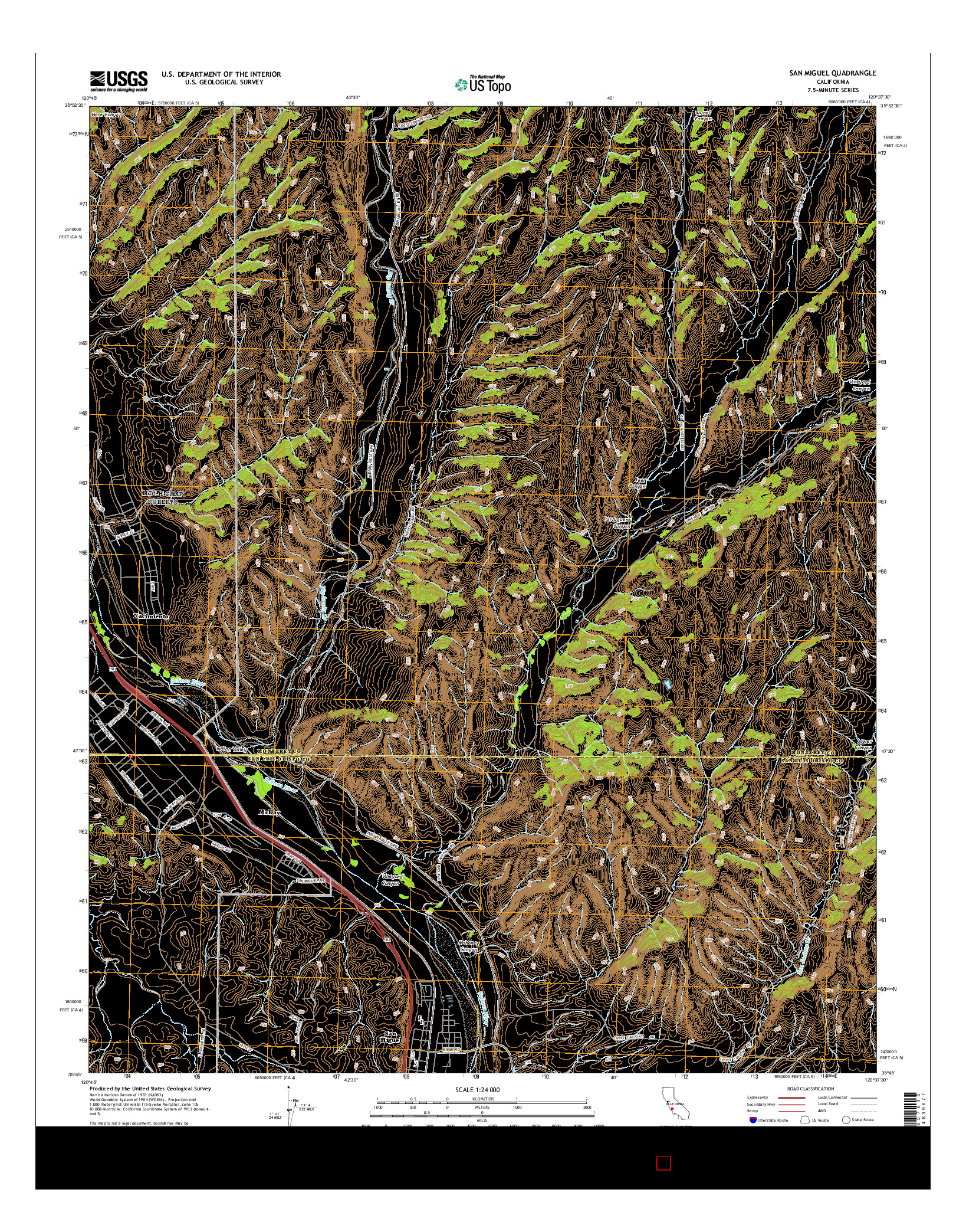 USGS US TOPO 7.5-MINUTE MAP FOR SAN MIGUEL, CA 2015