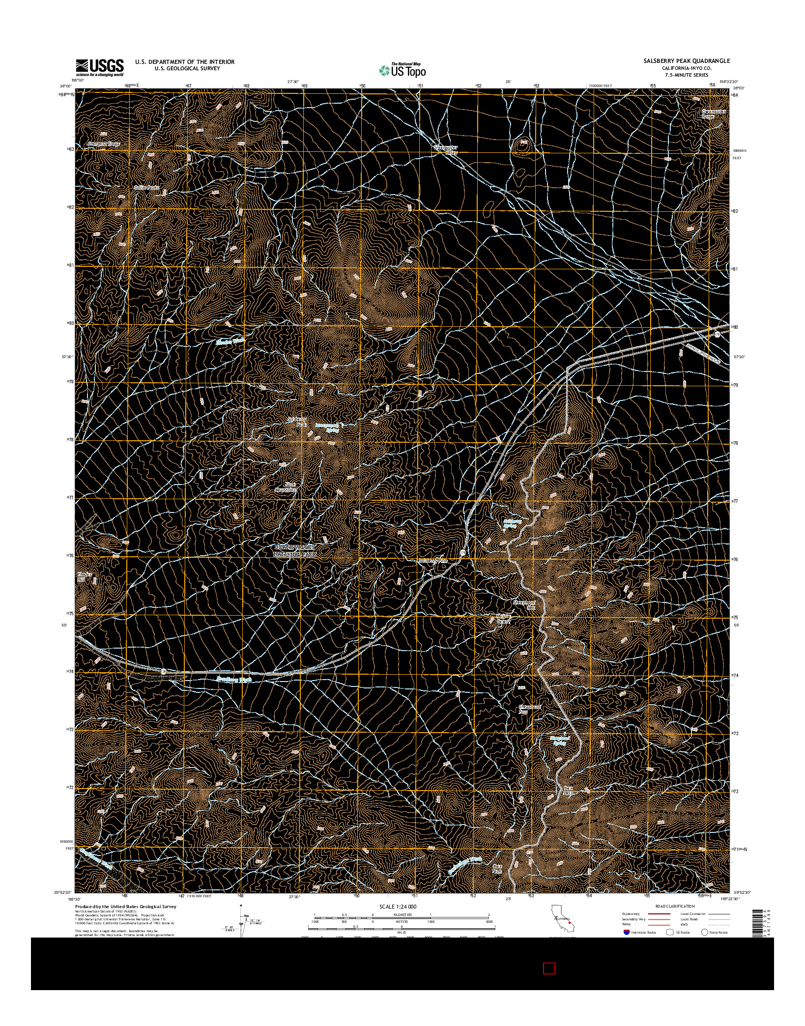 USGS US TOPO 7.5-MINUTE MAP FOR SALSBERRY PEAK, CA 2015