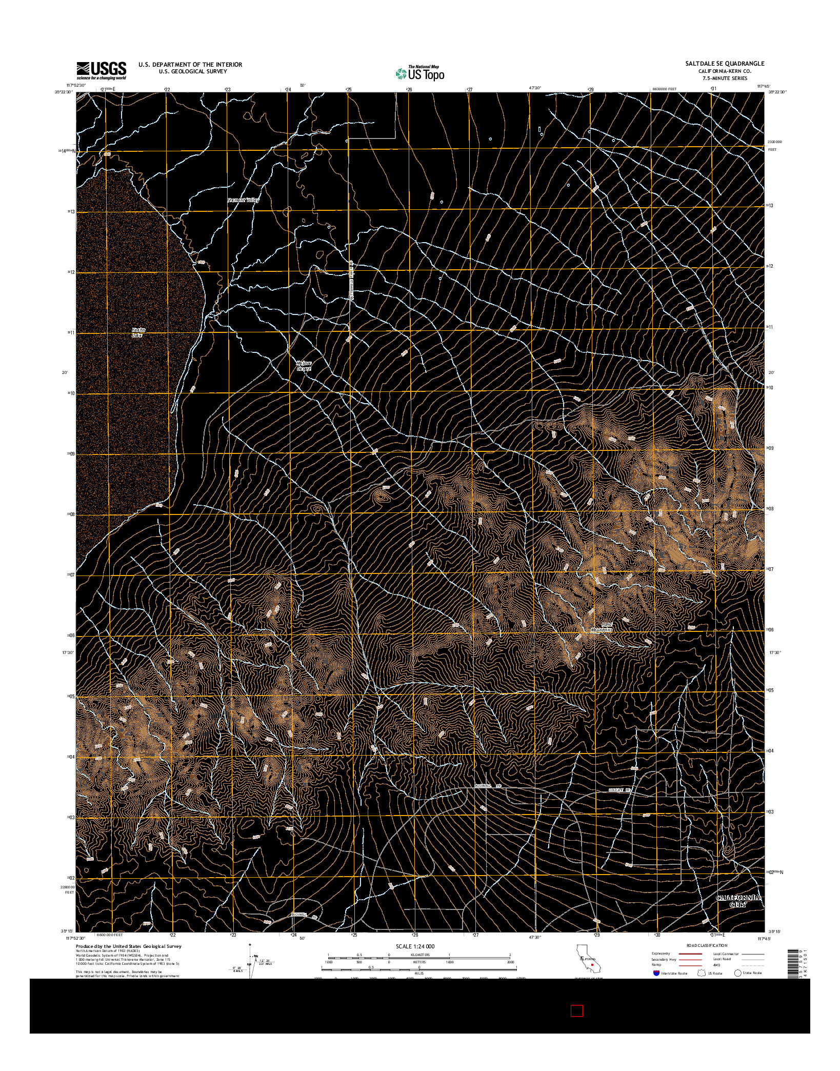 USGS US TOPO 7.5-MINUTE MAP FOR SALTDALE SE, CA 2015