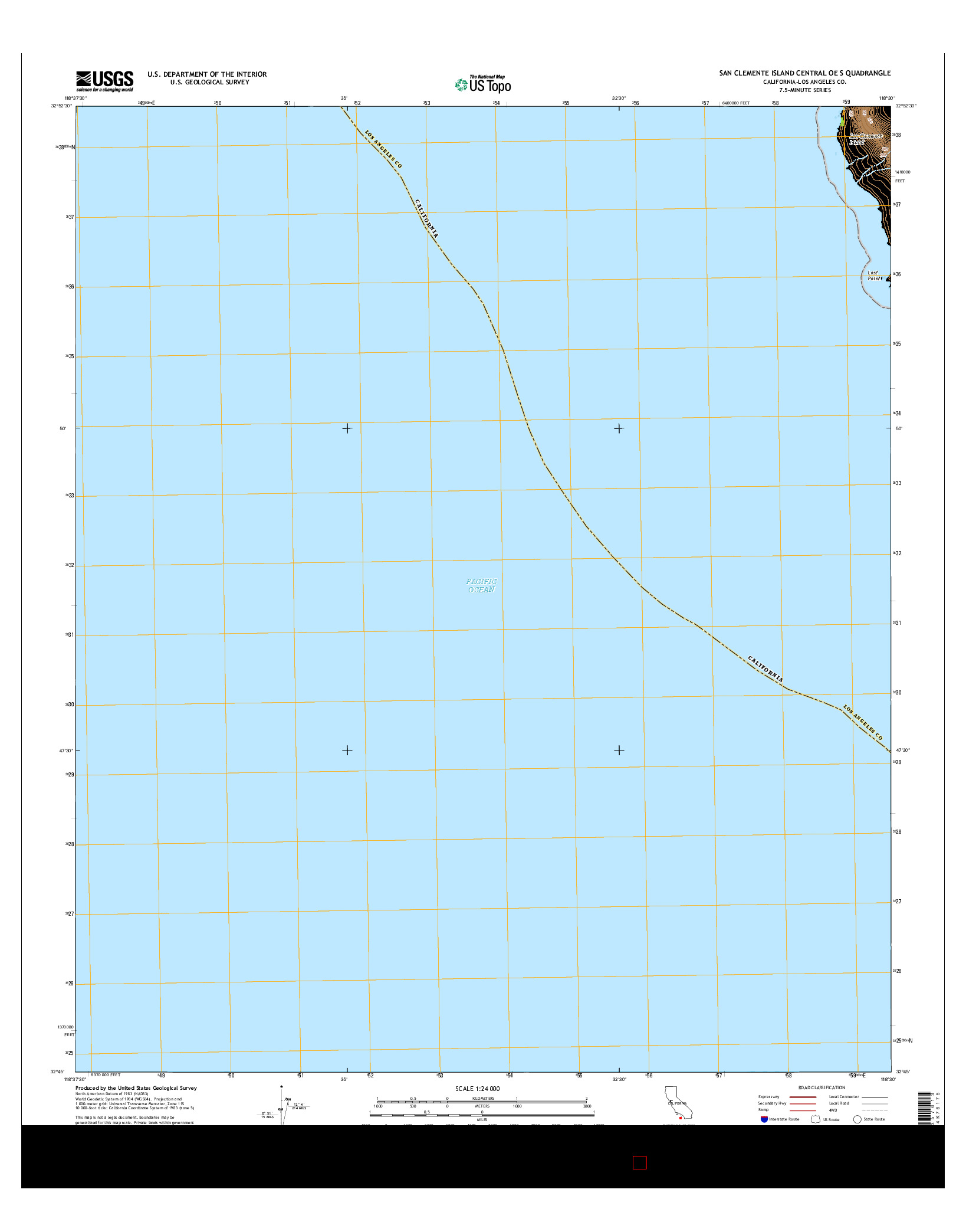 USGS US TOPO 7.5-MINUTE MAP FOR SAN CLEMENTE ISLAND CENTRAL OE S, CA 2015