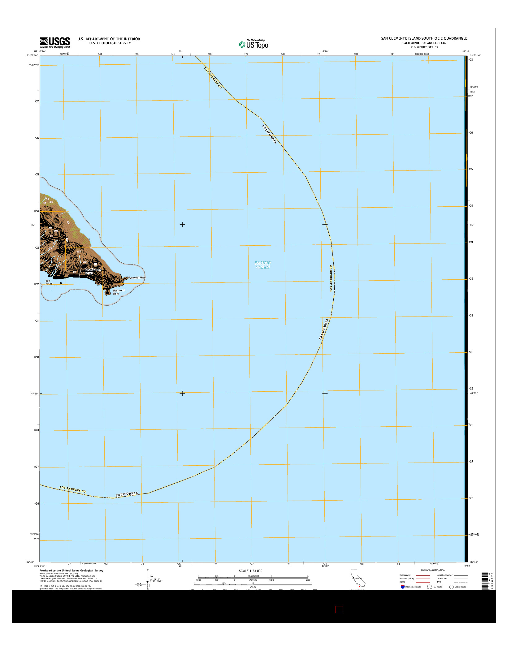 USGS US TOPO 7.5-MINUTE MAP FOR SAN CLEMENTE ISLAND SOUTH OE E, CA 2015