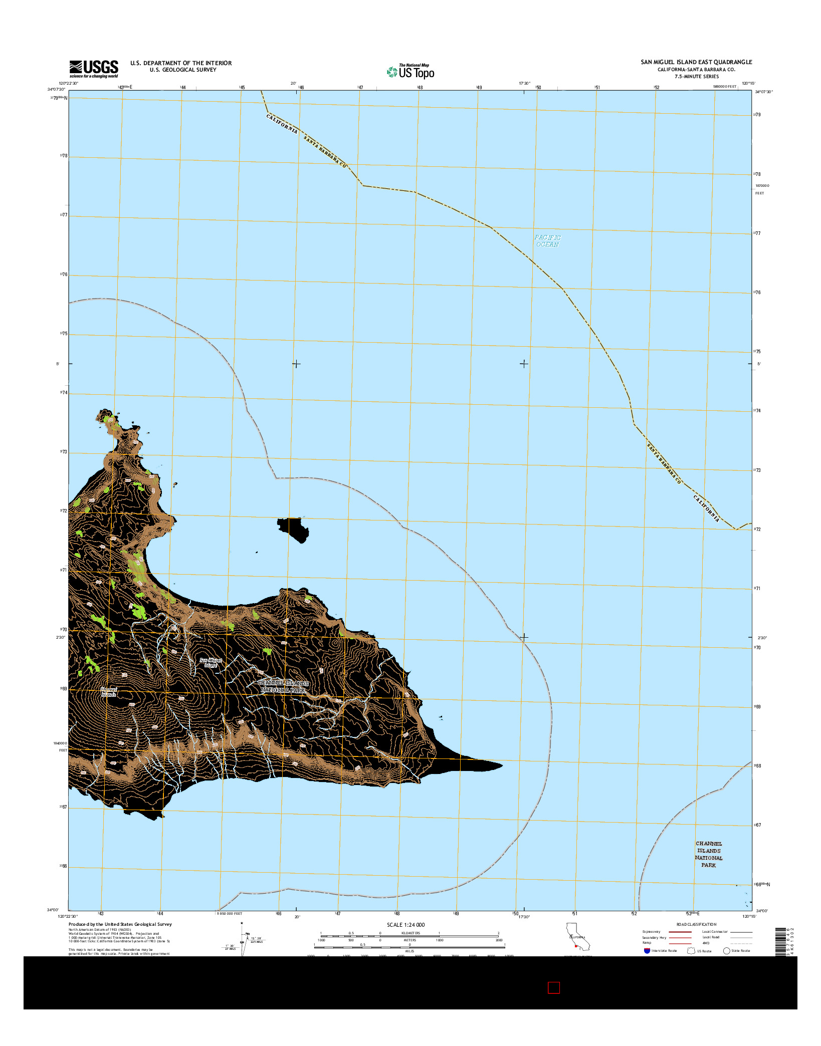 USGS US TOPO 7.5-MINUTE MAP FOR SAN MIGUEL ISLAND EAST, CA 2015