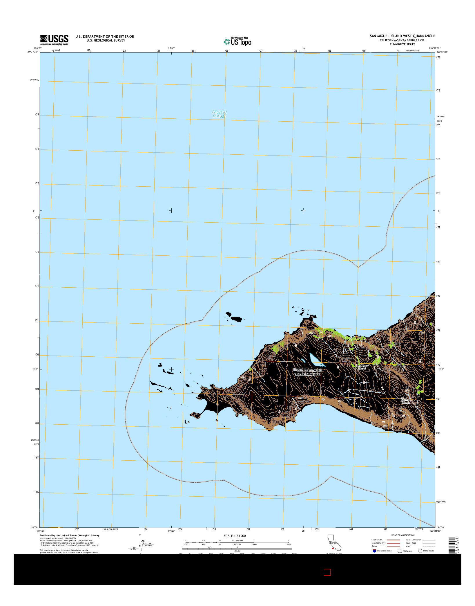 USGS US TOPO 7.5-MINUTE MAP FOR SAN MIGUEL ISLAND WEST, CA 2015