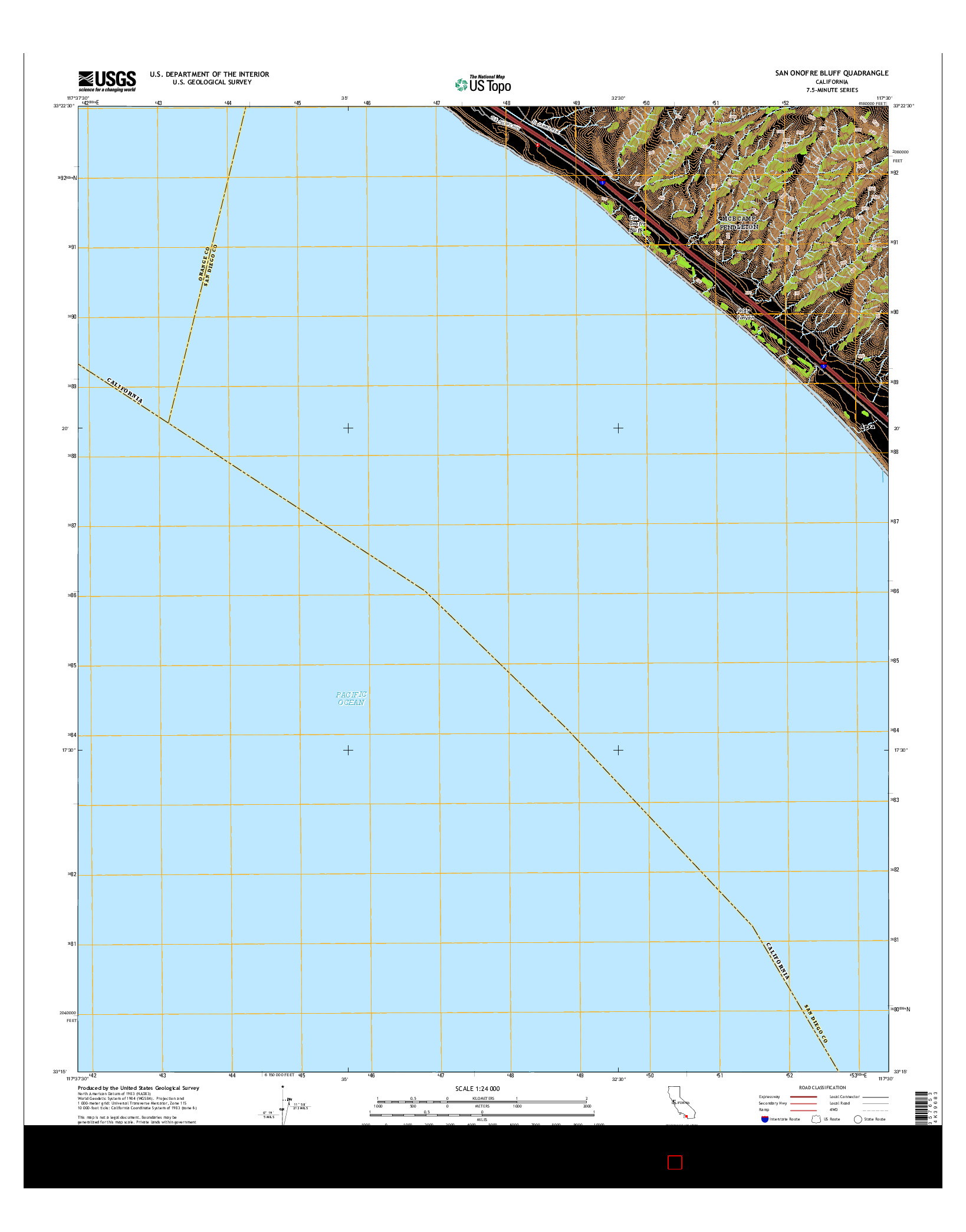 USGS US TOPO 7.5-MINUTE MAP FOR SAN ONOFRE BLUFF, CA 2015