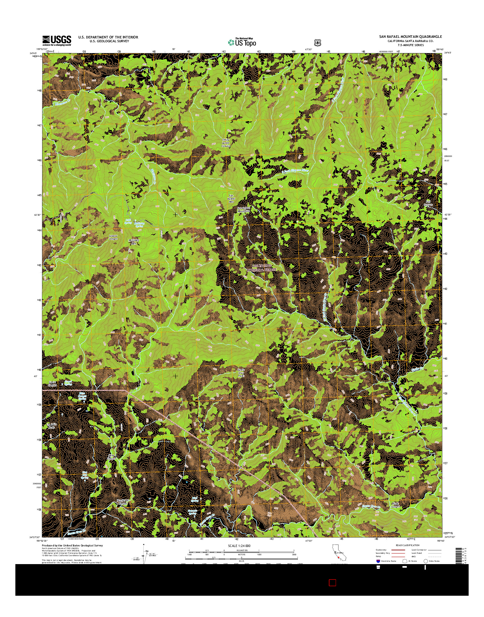 USGS US TOPO 7.5-MINUTE MAP FOR SAN RAFAEL MOUNTAIN, CA 2015