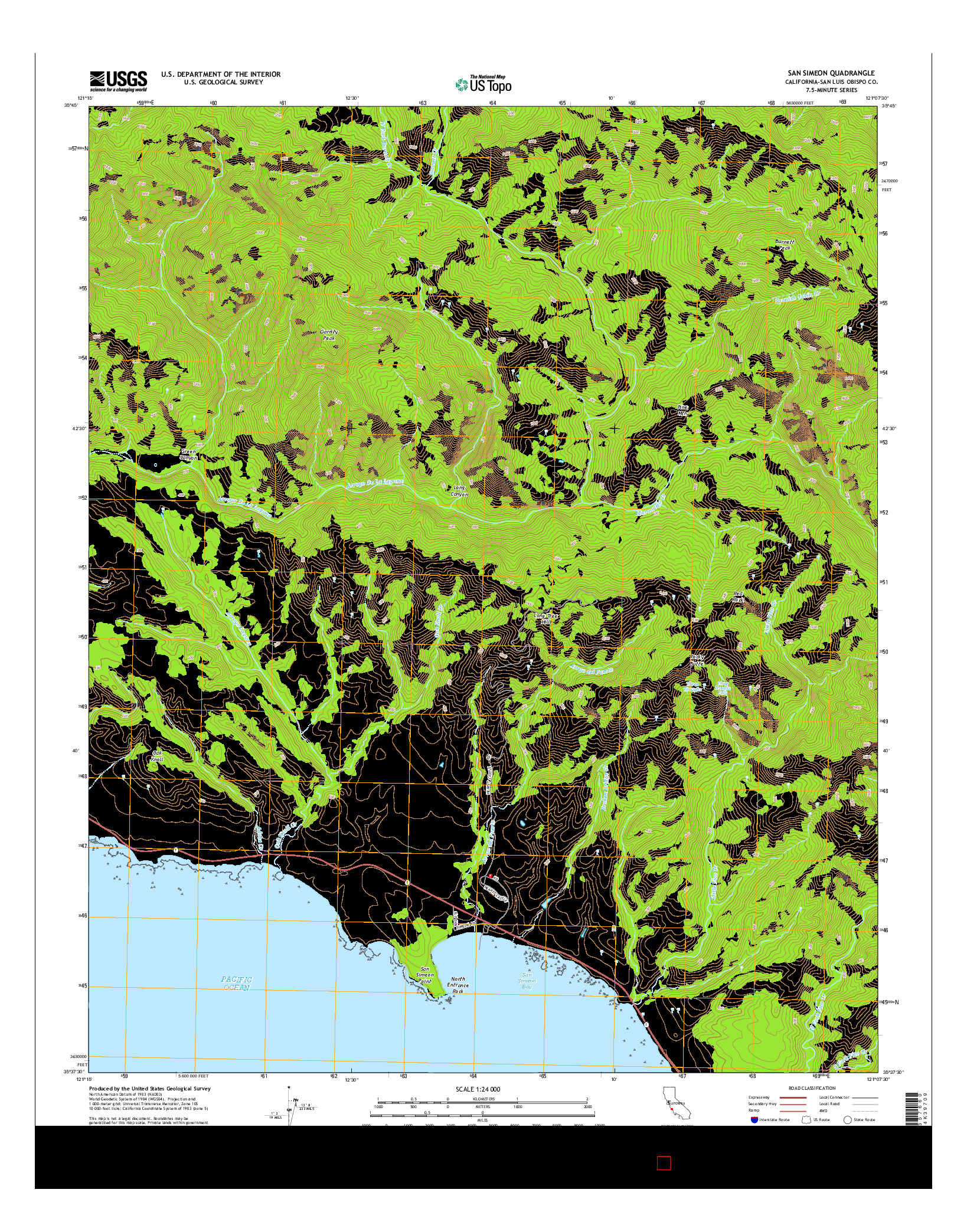USGS US TOPO 7.5-MINUTE MAP FOR SAN SIMEON, CA 2015
