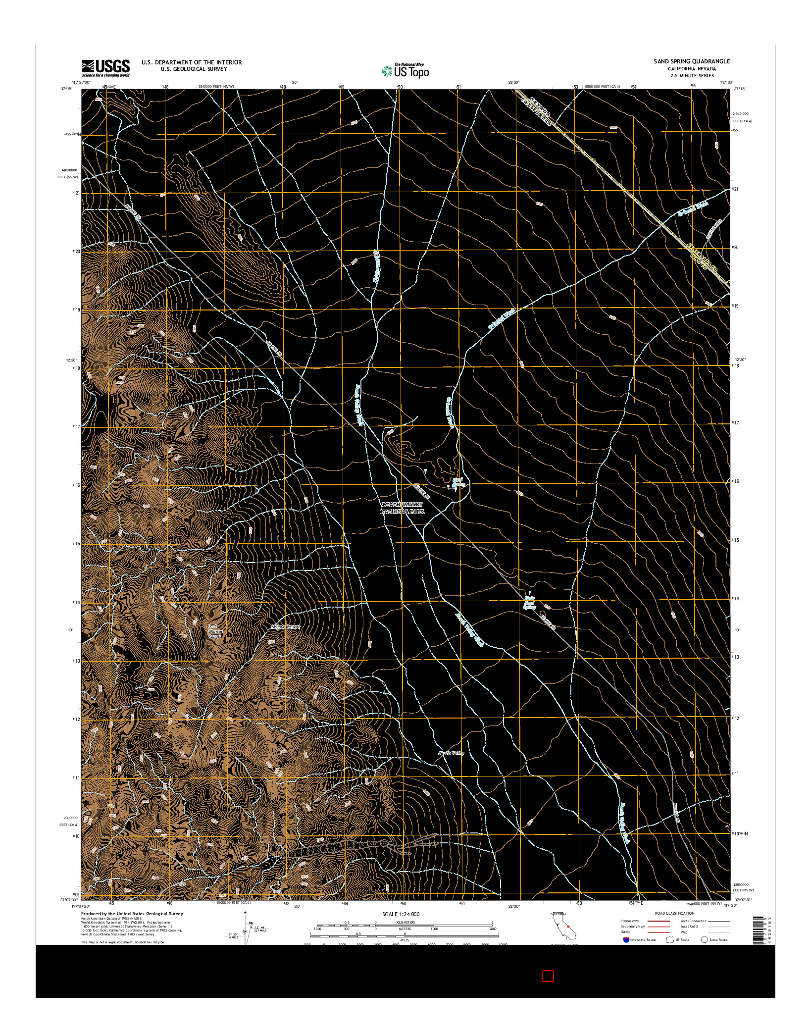 USGS US TOPO 7.5-MINUTE MAP FOR SAND SPRING, CA-NV 2015