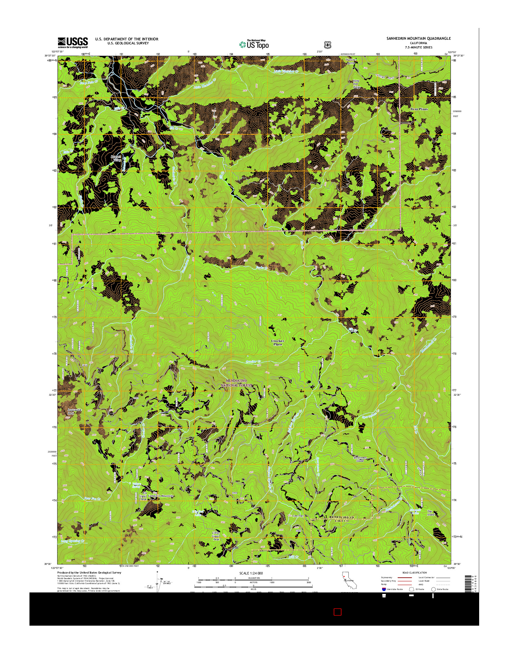 USGS US TOPO 7.5-MINUTE MAP FOR SANHEDRIN MOUNTAIN, CA 2015