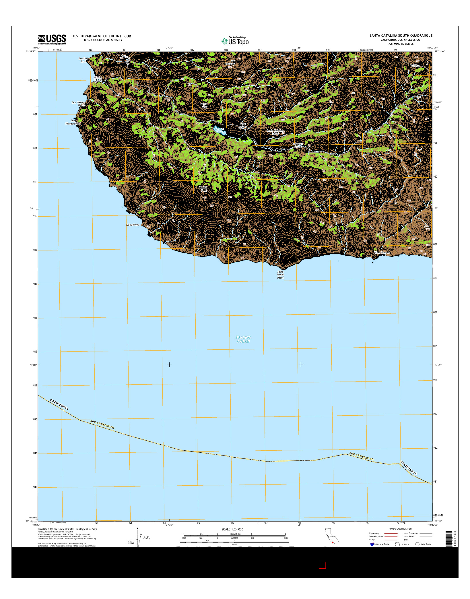 USGS US TOPO 7.5-MINUTE MAP FOR SANTA CATALINA SOUTH, CA 2015