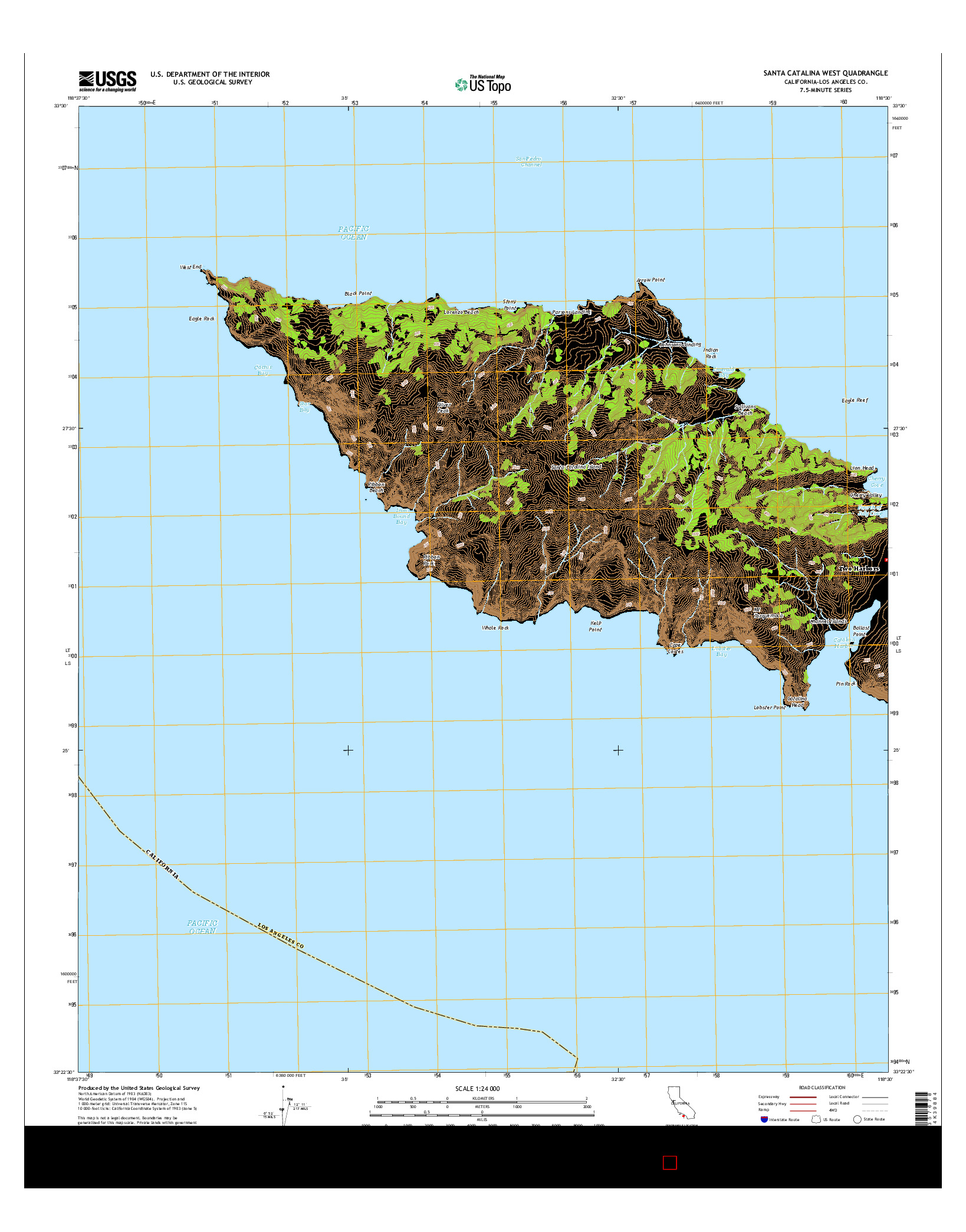 USGS US TOPO 7.5-MINUTE MAP FOR SANTA CATALINA WEST, CA 2015