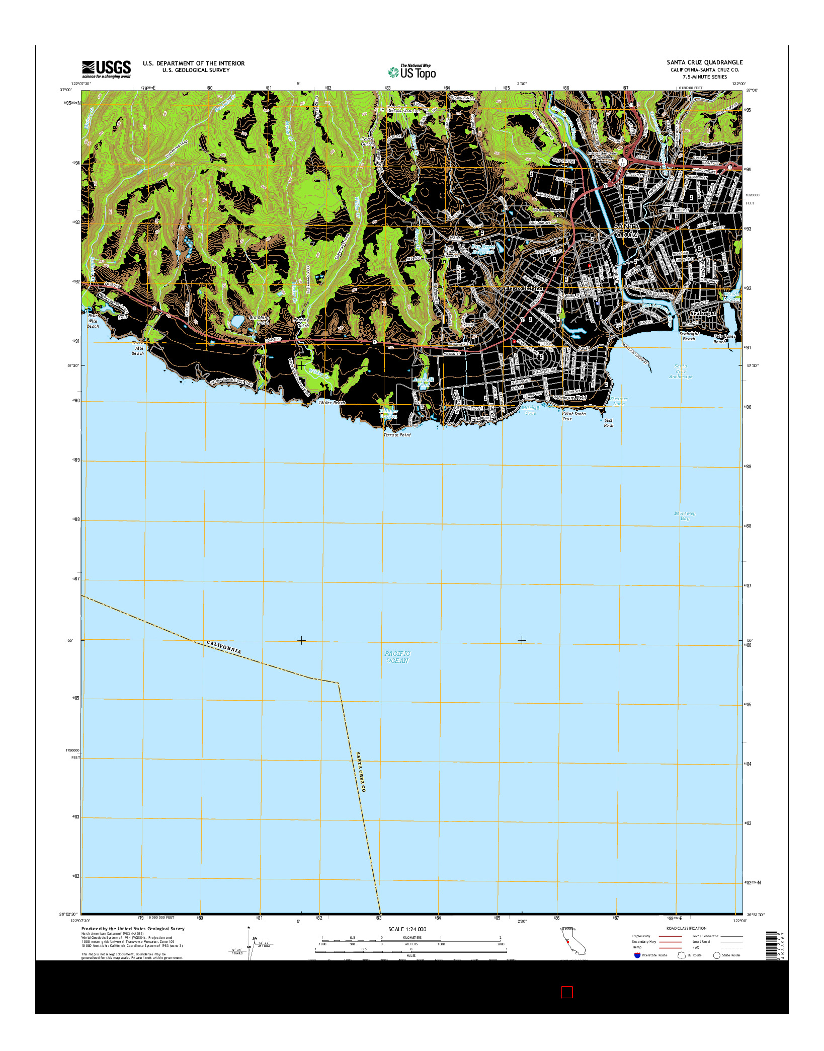 USGS US TOPO 7.5-MINUTE MAP FOR SANTA CRUZ, CA 2015