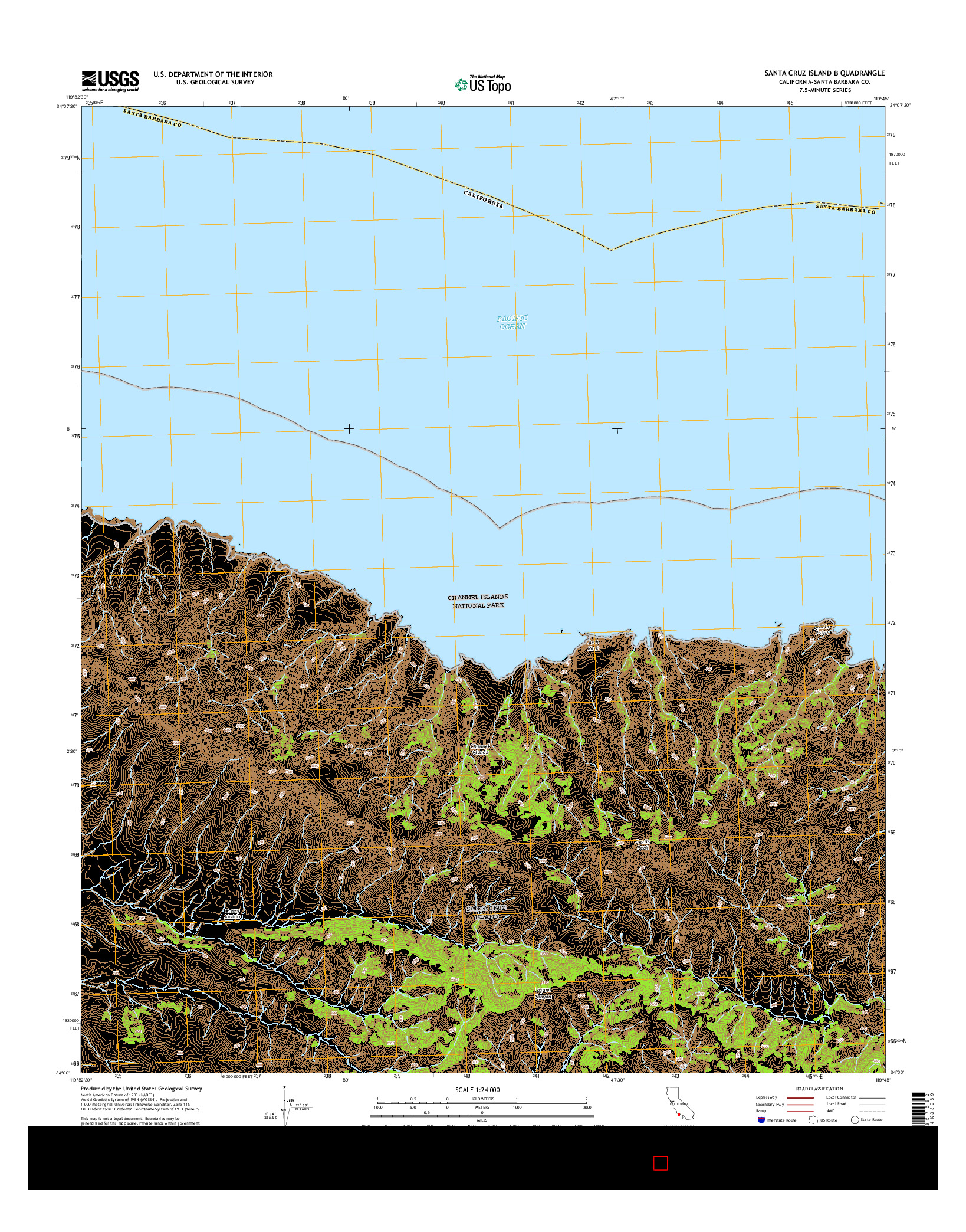 USGS US TOPO 7.5-MINUTE MAP FOR SANTA CRUZ ISLAND B, CA 2015