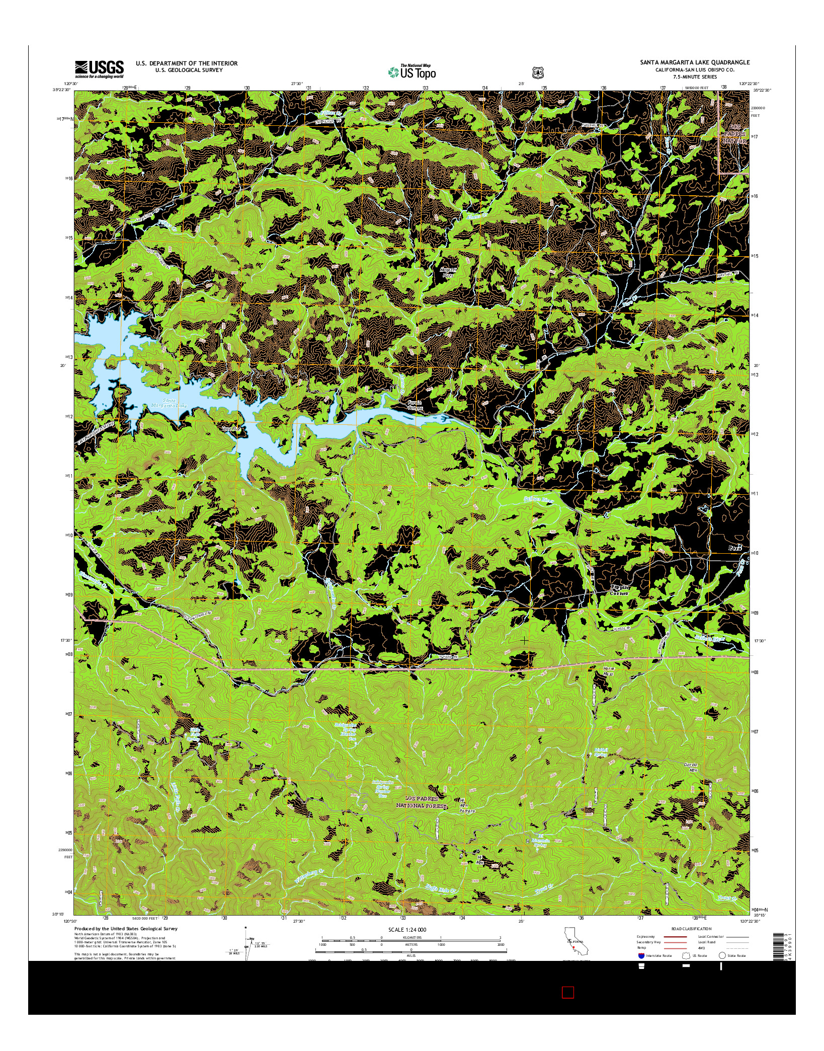USGS US TOPO 7.5-MINUTE MAP FOR SANTA MARGARITA LAKE, CA 2015