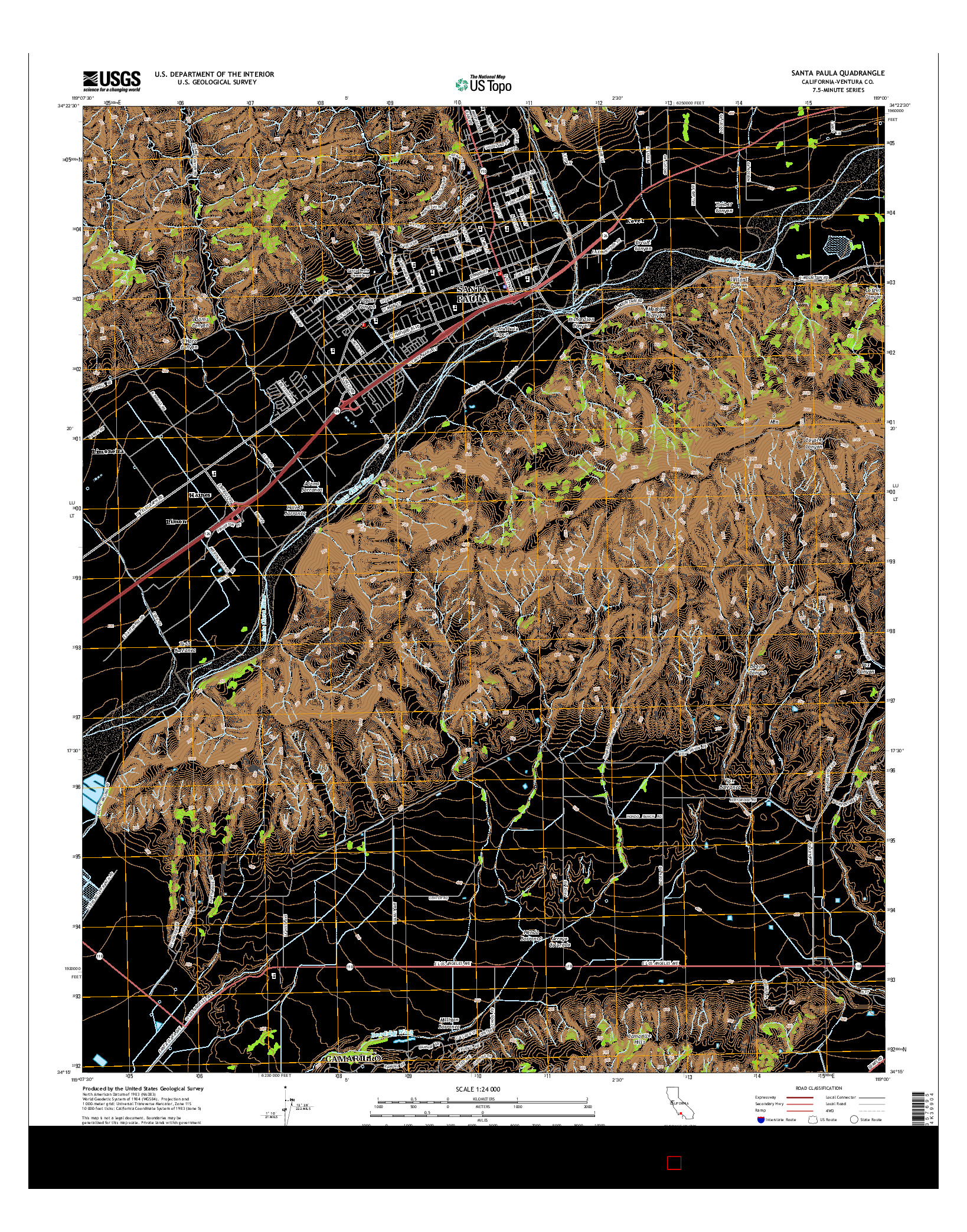 USGS US TOPO 7.5-MINUTE MAP FOR SANTA PAULA, CA 2015